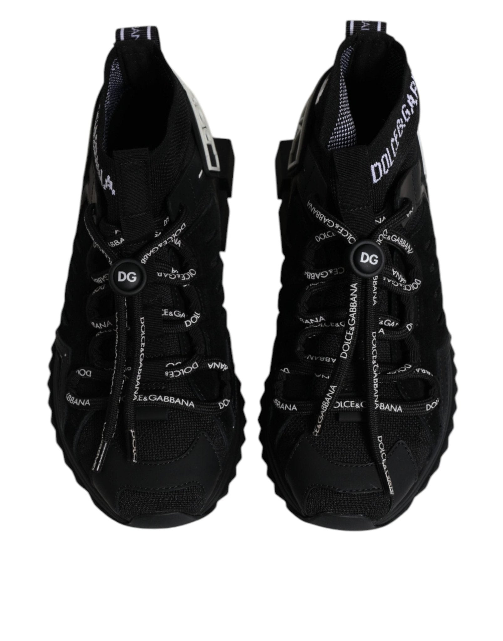 Dolce & Gabbana Black Sorrento Socks Logo Sneakers Shoes - GET THE BRAND