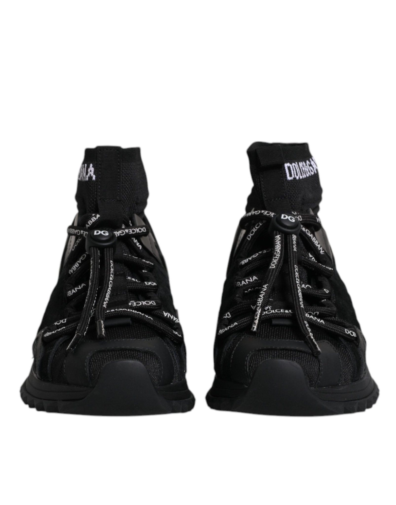 Dolce & Gabbana Black Sorrento Socks Logo Sneakers Shoes - GET THE BRAND