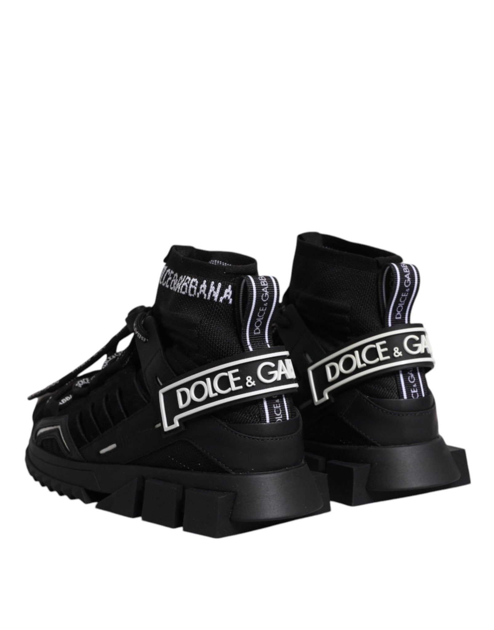 Dolce & Gabbana Black Sorrento Socks Logo Sneakers Shoes - GET THE BRAND