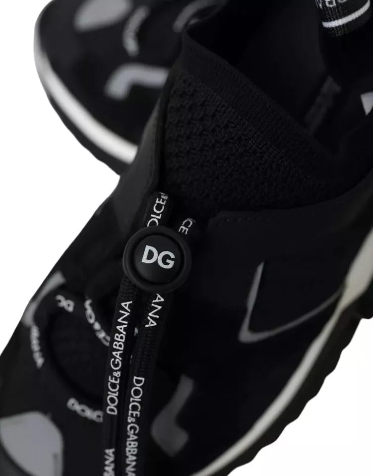 Dolce & Gabbana Black White Logo Sorrento Mens Sneakers Shoes - GET THE BRAND