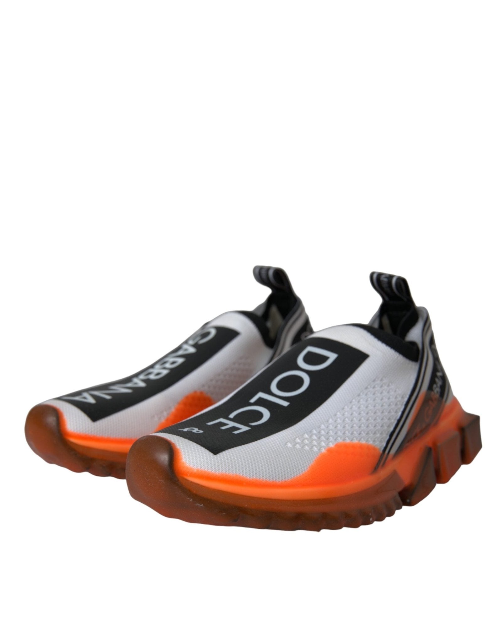 Dolce & Gabbana Black White Orange Slip On Sorrento Sneakers Shoes - GET THE BRAND