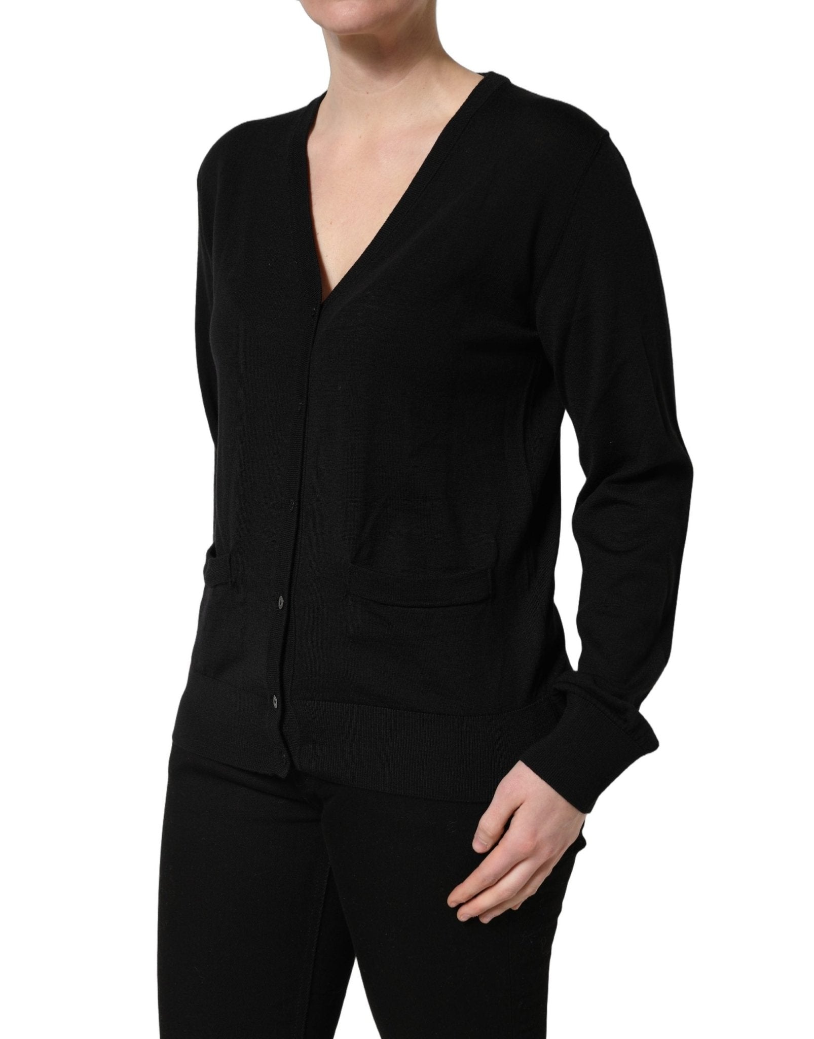Dolce & Gabbana Black Wool Knit Button Cardigan Sweater - GET THE BRAND