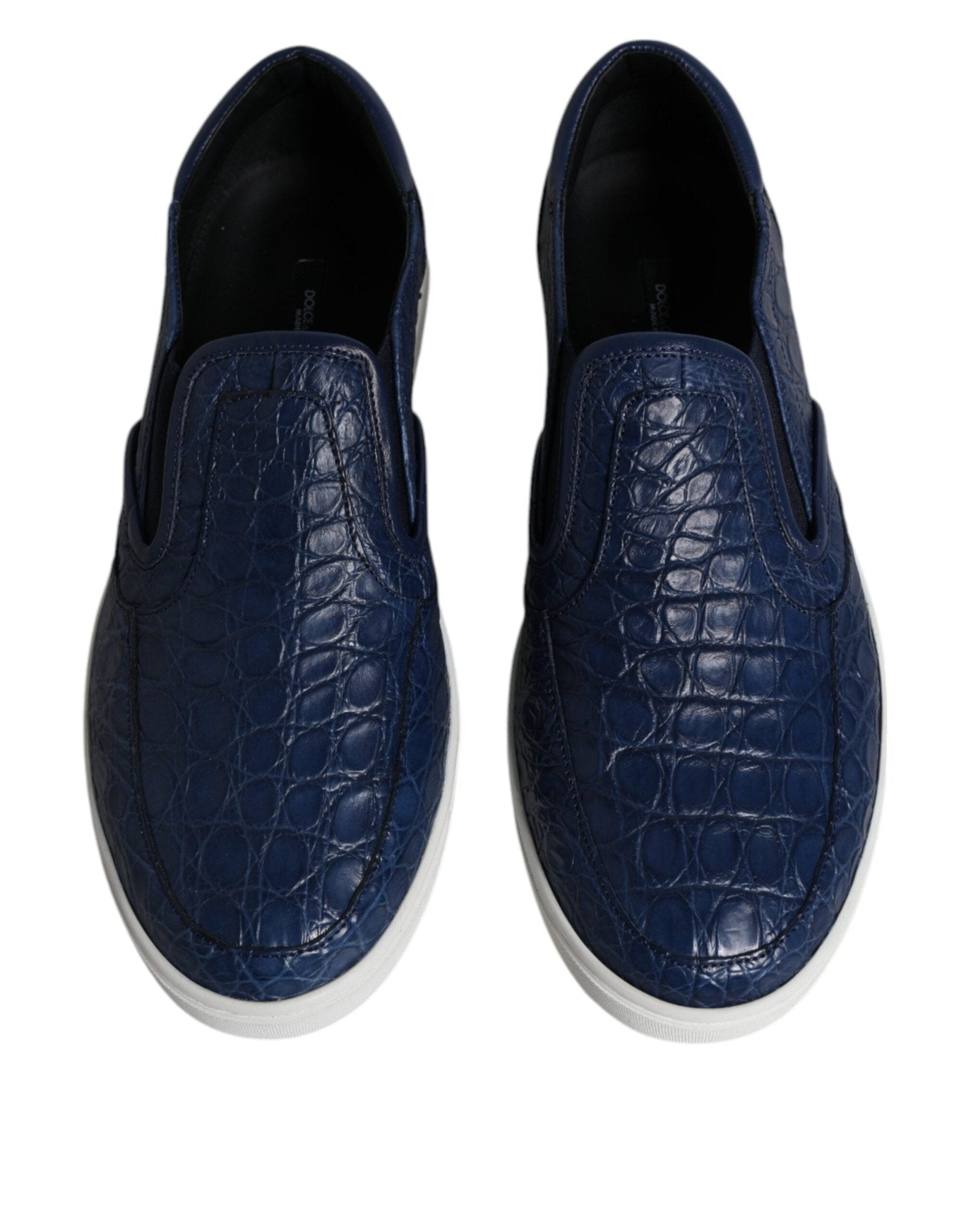 Dolce & Gabbana Blue Croc Exotic Leather Men Sneakers Shoes - GET THE BRAND