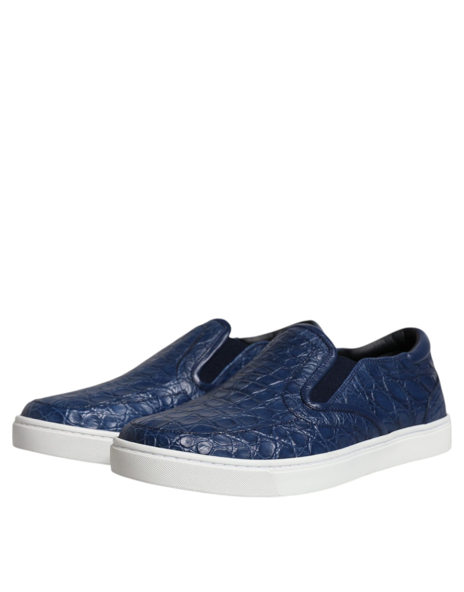 Dolce & Gabbana Blue Croc Exotic Leather Men Sneakers Shoes - GET THE BRAND