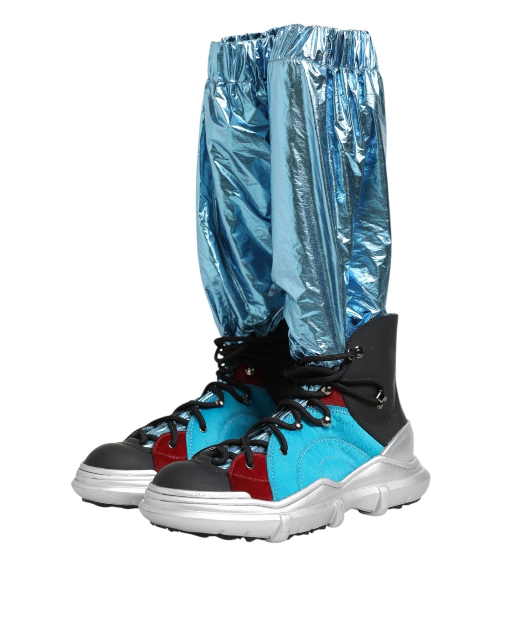 Dolce & Gabbana Blue Lace Up Over The Knee Socks Men Boots Shoes - GET THE BRAND