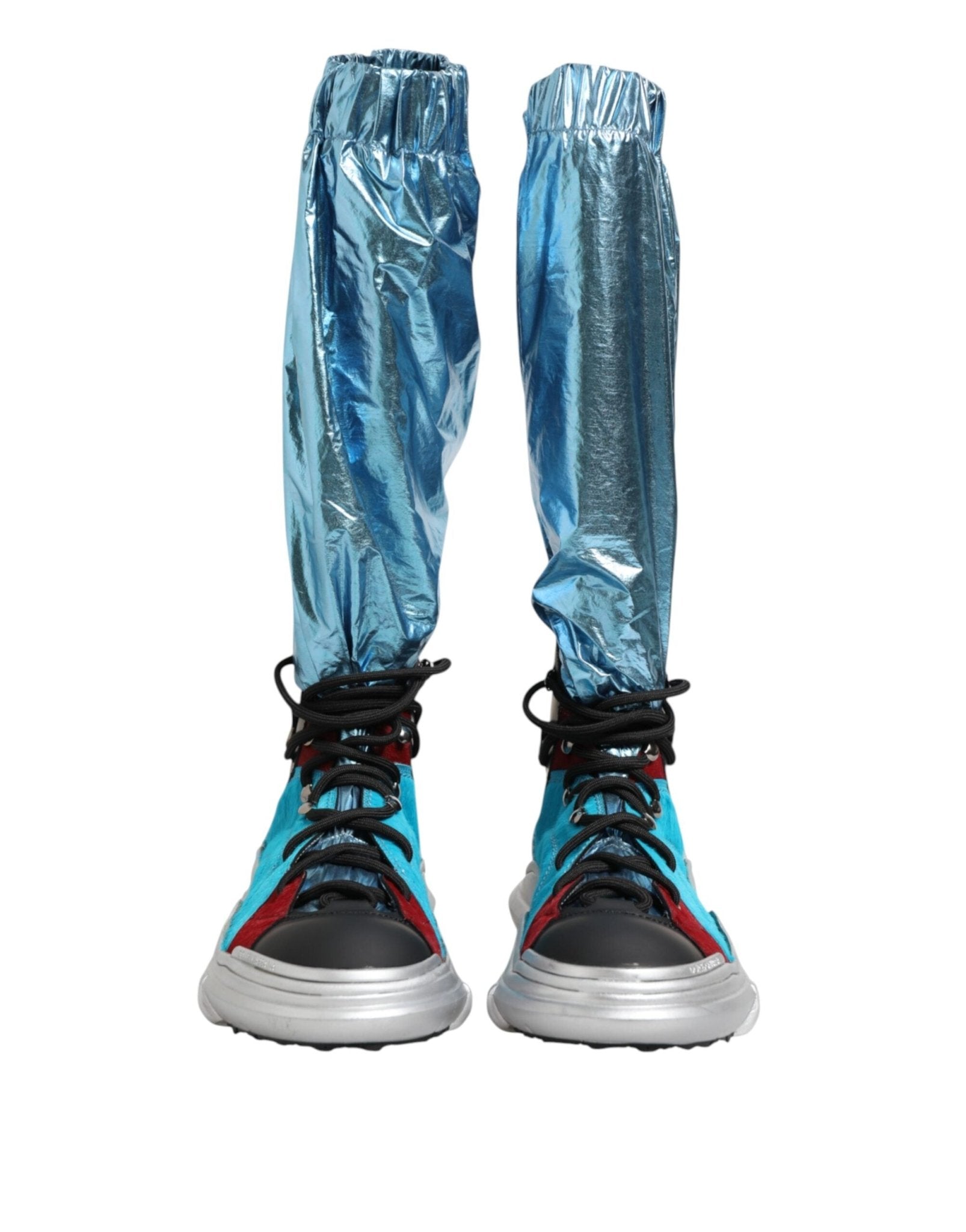 Dolce & Gabbana Blue Lace Up Over The Knee Socks Men Boots Shoes - GET THE BRAND