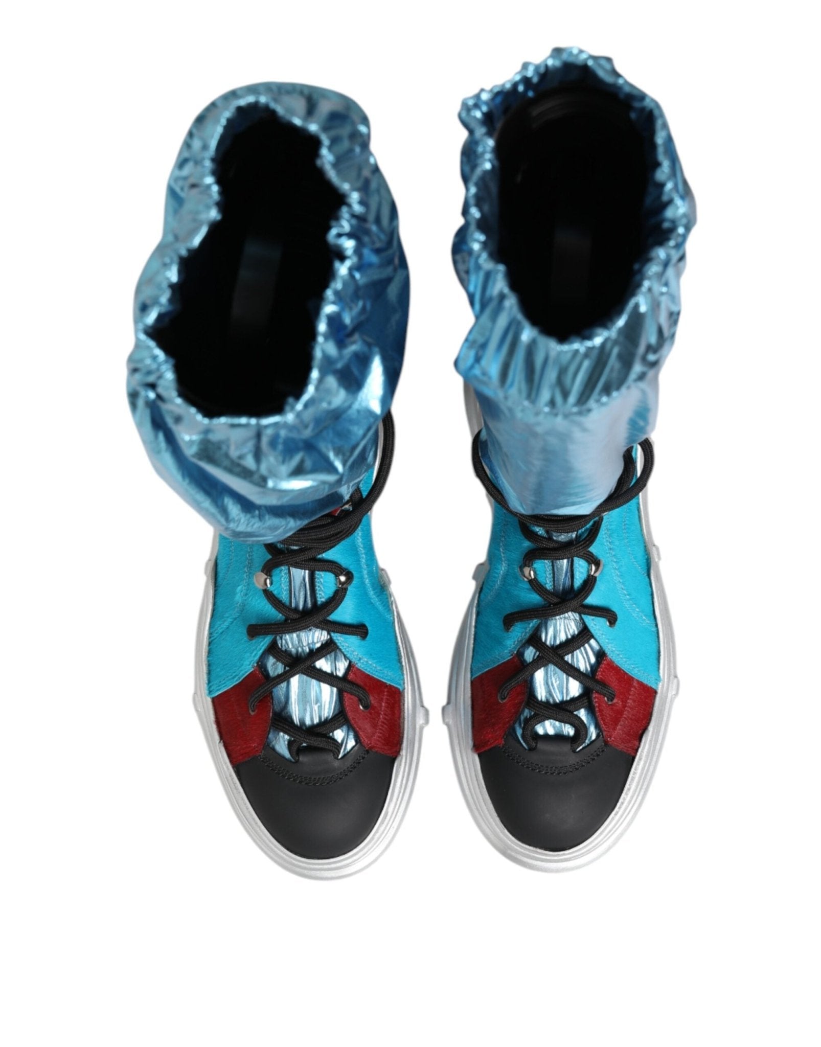 Dolce & Gabbana Blue Lace Up Over The Knee Socks Men Boots Shoes - GET THE BRAND
