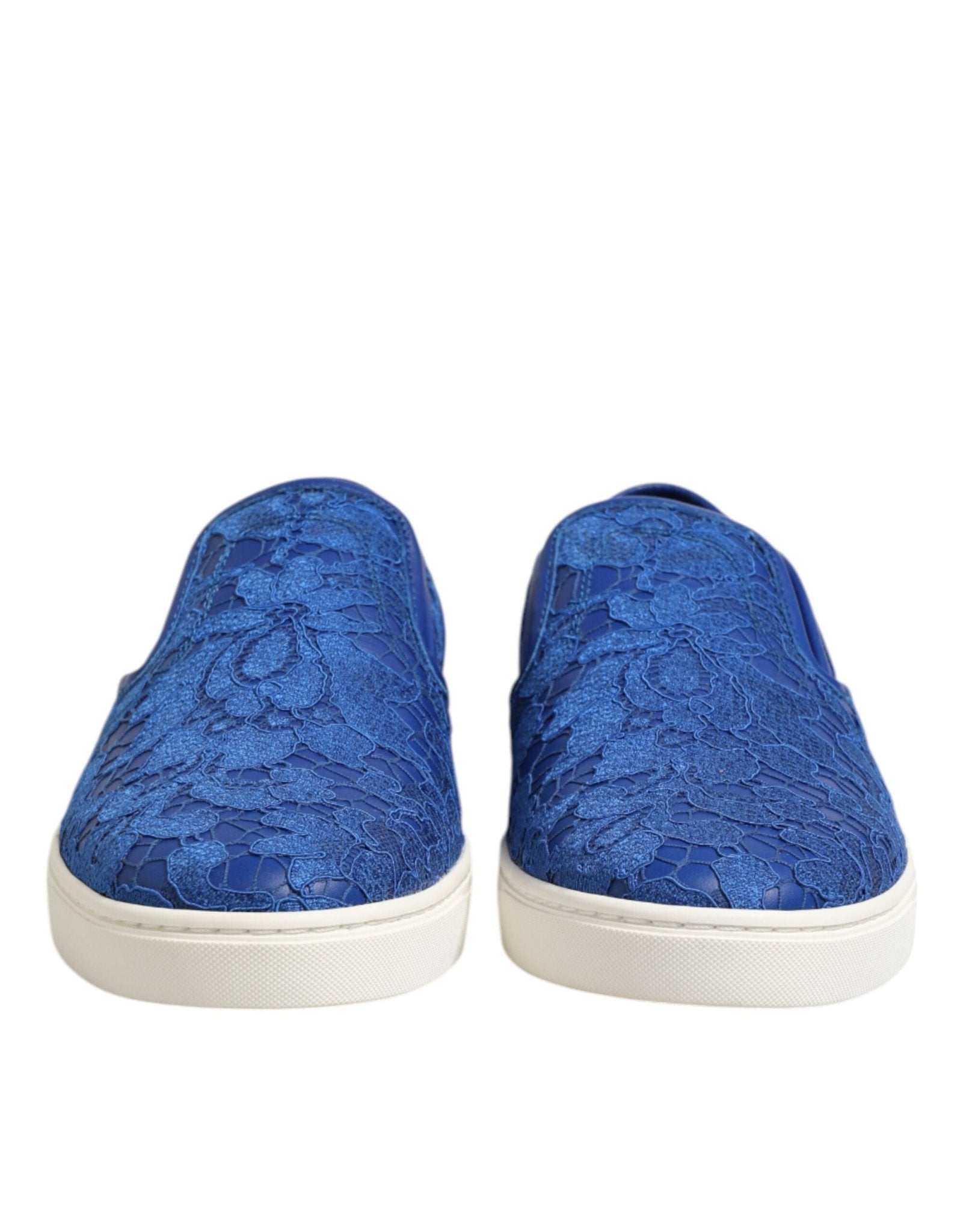 Dolce & Gabbana Blue Leather Lace Slip On Sneaker Shoes - GET THE BRAND