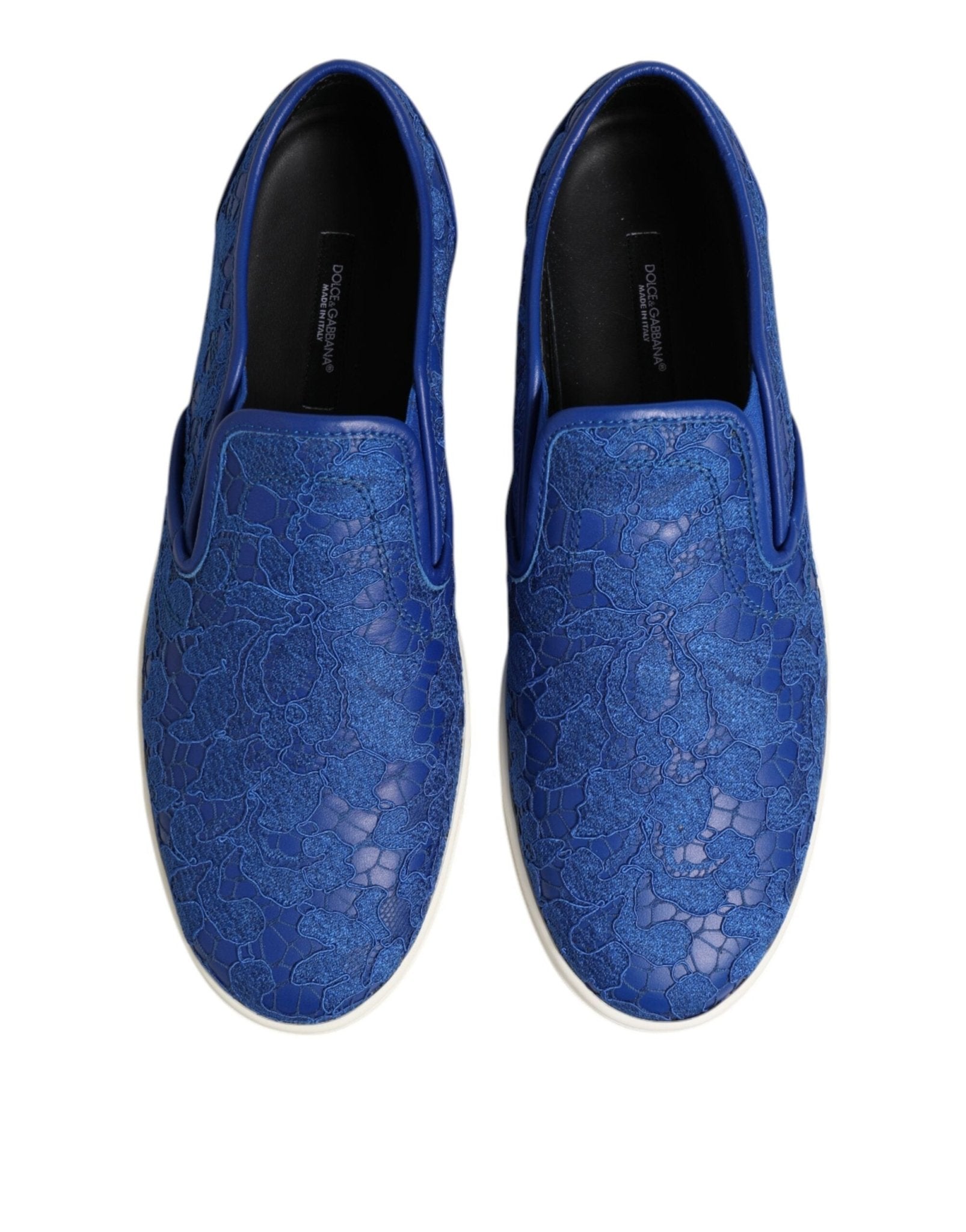 Dolce & Gabbana Blue Leather Lace Slip On Sneaker Shoes - GET THE BRAND