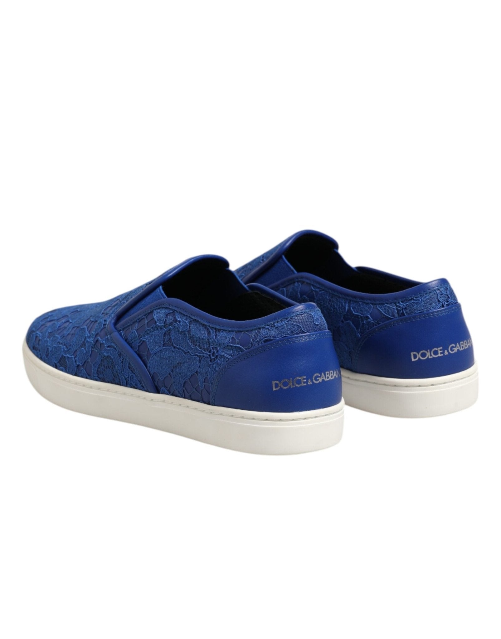 Dolce & Gabbana Blue Leather Lace Slip On Sneaker Shoes - GET THE BRAND