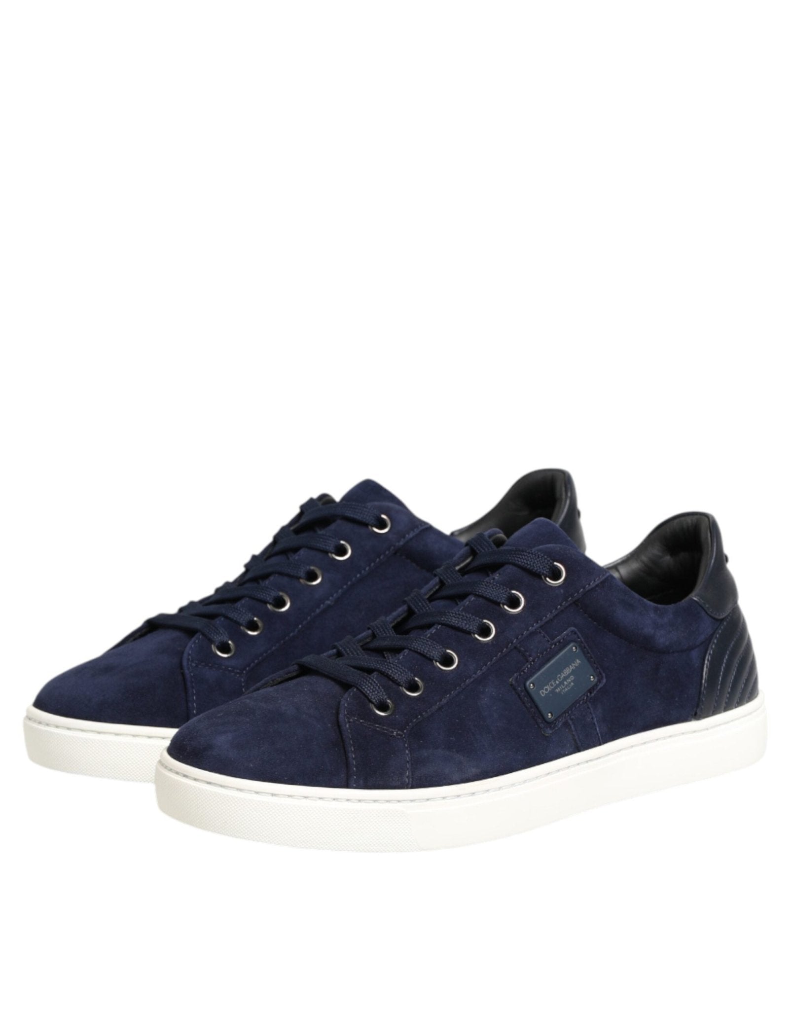 Dolce & Gabbana Blue Leather Suede Low Top Sneakers Shoes - GET THE BRAND