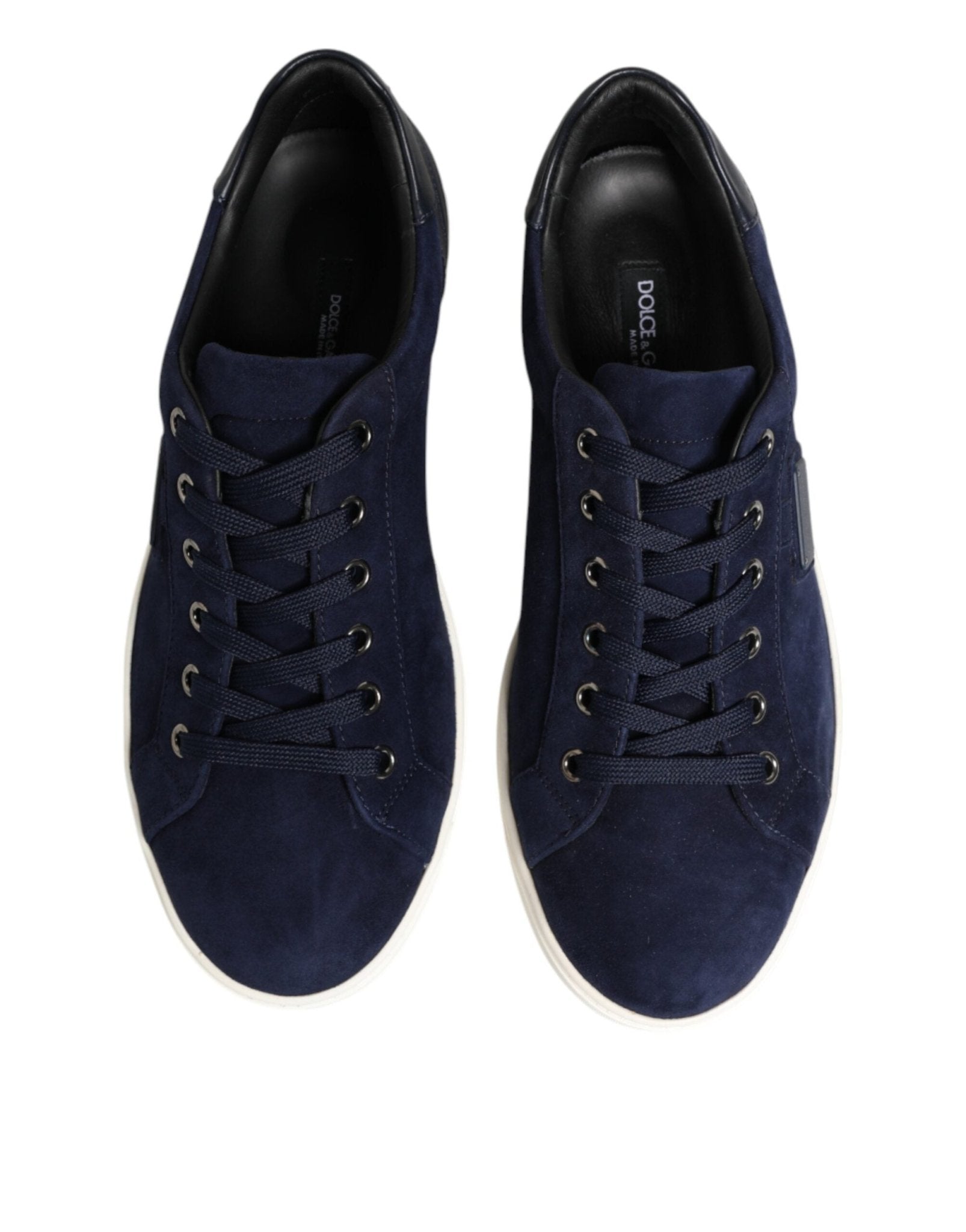 Dolce & Gabbana Blue Leather Suede Low Top Sneakers Shoes - GET THE BRAND