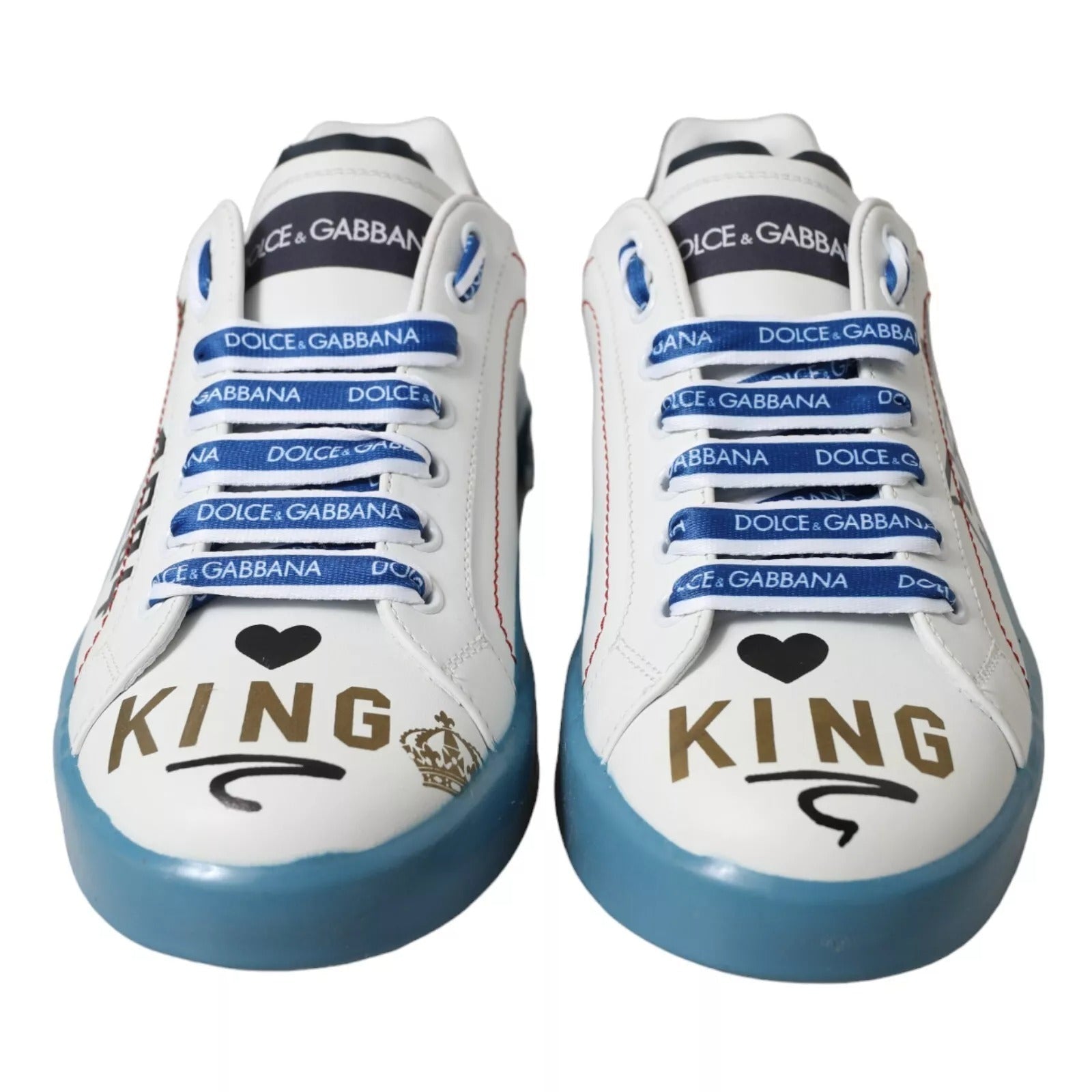 Dolce & Gabbana Blue White Printed Portofino Melt Sneakers - GET THE BRAND