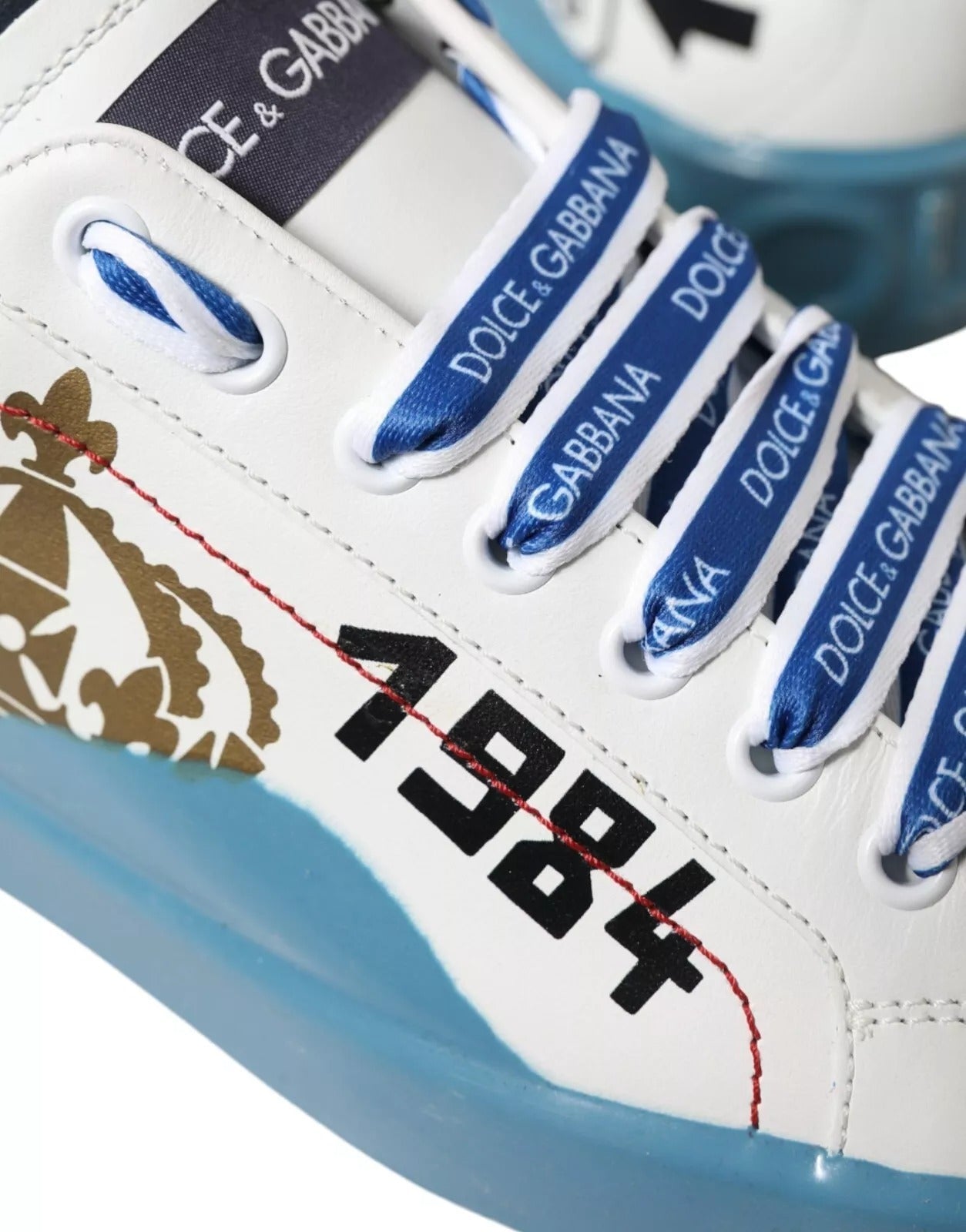 Dolce & Gabbana Blue White Printed Portofino Melt Sneakers - GET THE BRAND