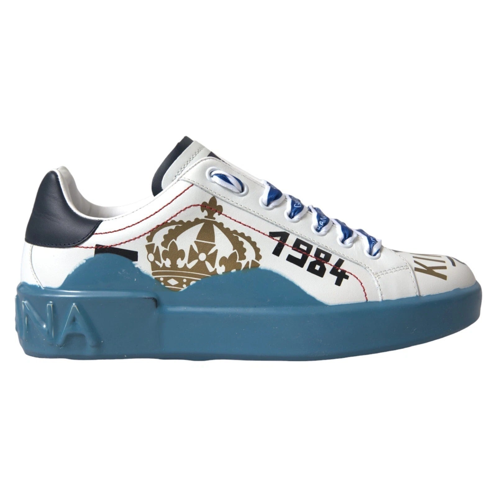 Dolce & Gabbana Blue White Printed Portofino Melt Sneakers - GET THE BRAND