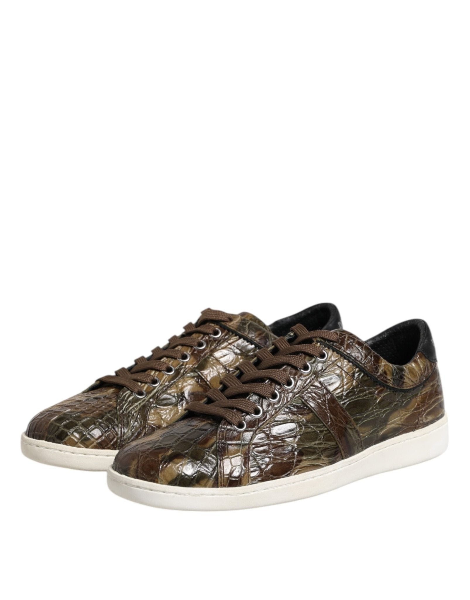 Dolce & Gabbana Brown Exotic Leather Low Top Sneakers Shoes - GET THE BRAND