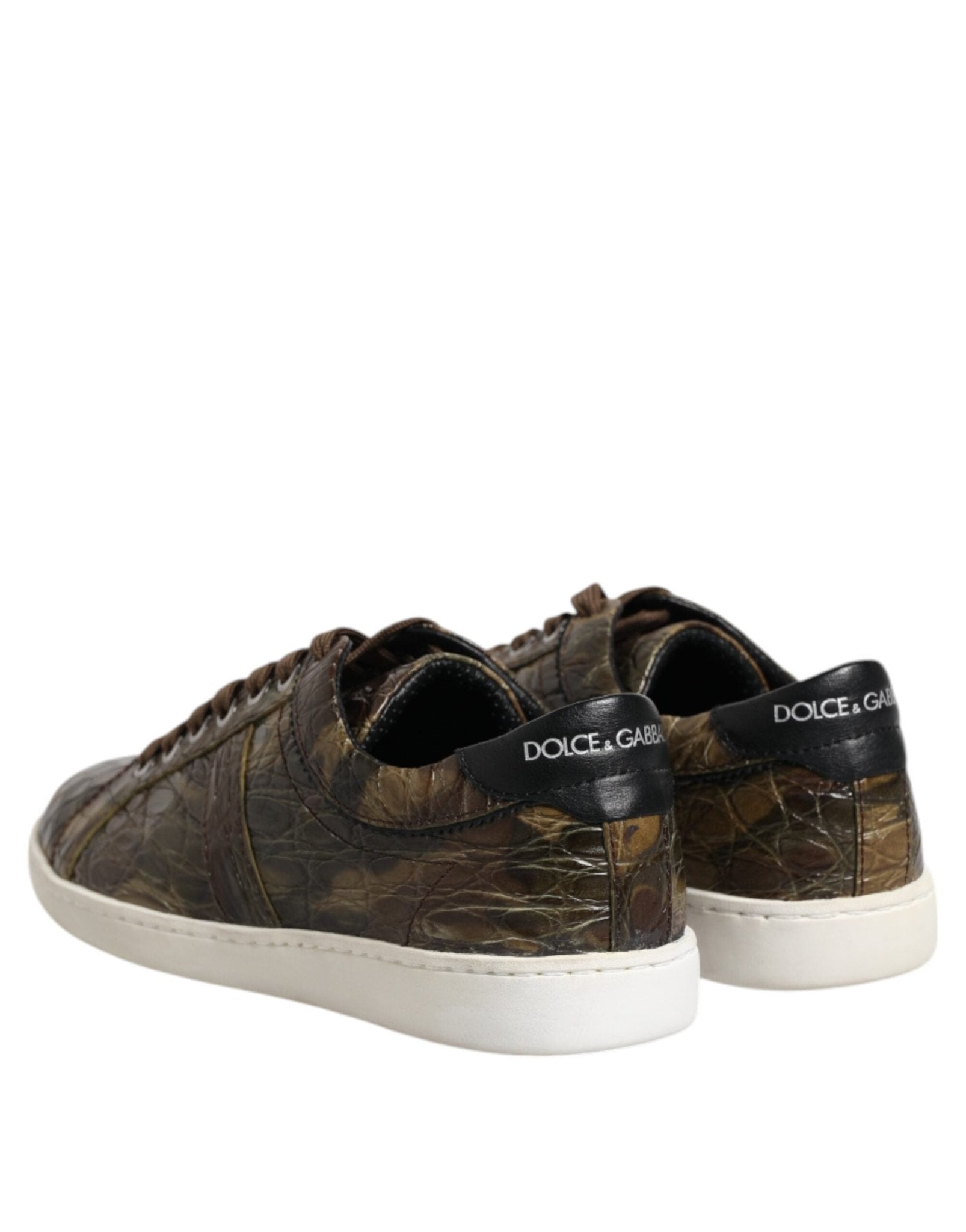 Dolce & Gabbana Brown Exotic Leather Low Top Sneakers Shoes - GET THE BRAND