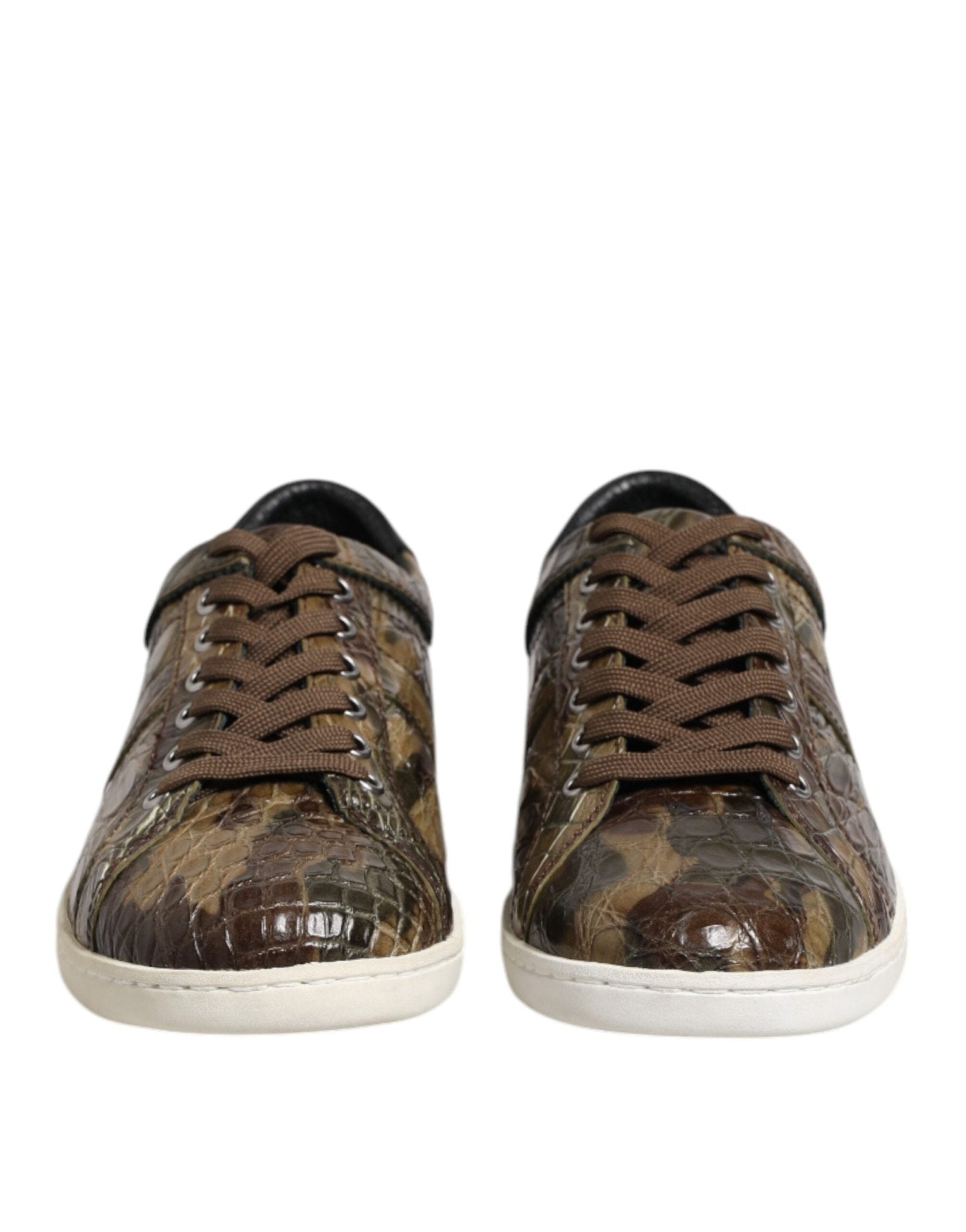 Dolce & Gabbana Brown Exotic Leather Low Top Sneakers Shoes - GET THE BRAND