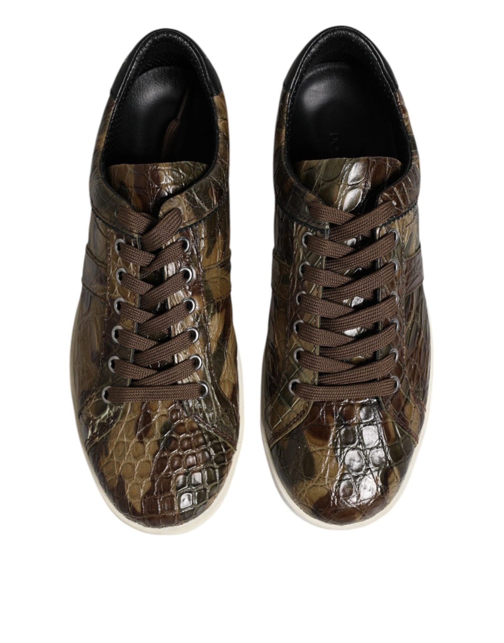 Dolce & Gabbana Brown Exotic Leather Low Top Sneakers Shoes - GET THE BRAND