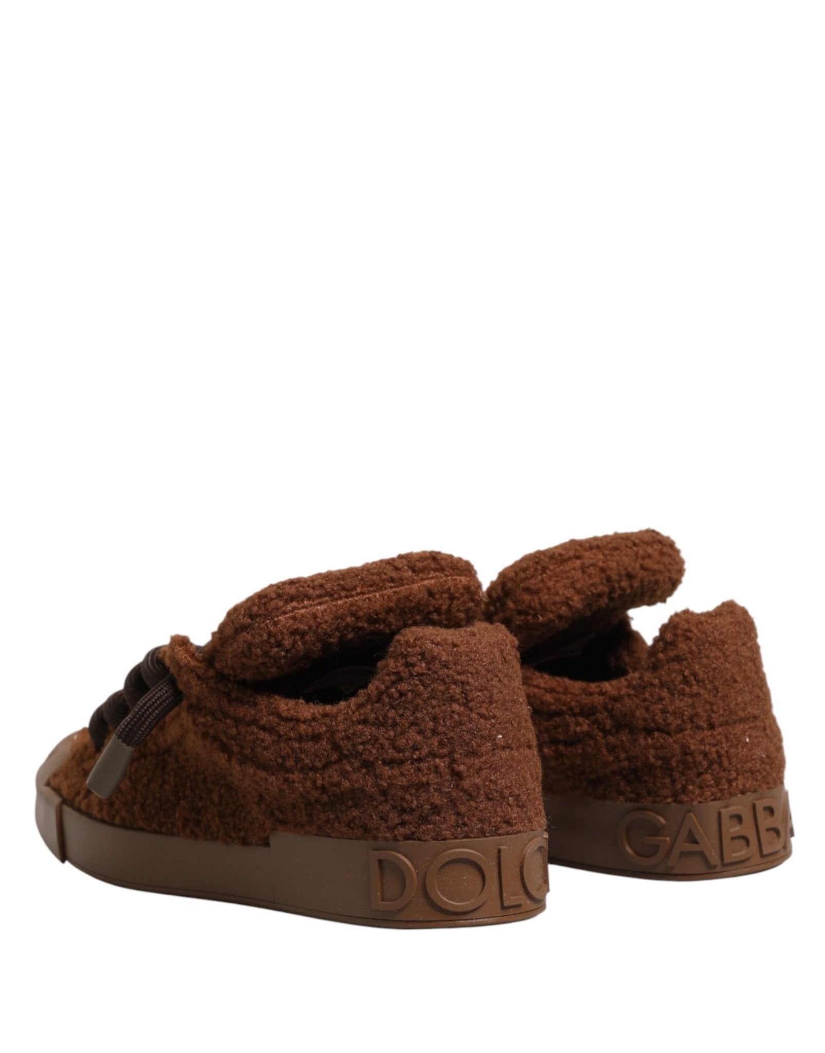 Dolce & Gabbana Brown Faux Shearling Low Top Sneakers Shoes - GET THE BRAND