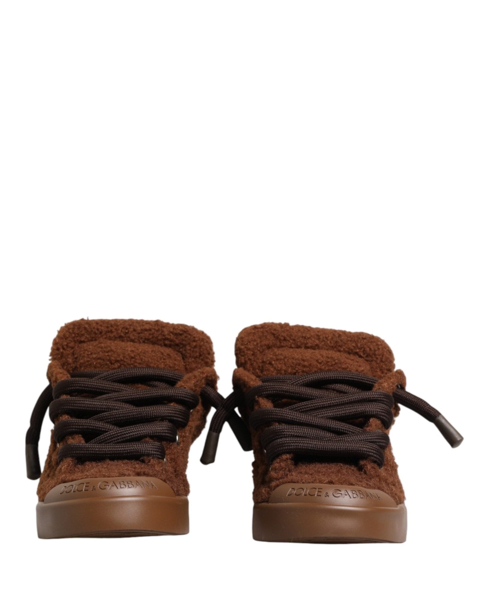 Dolce & Gabbana Brown Faux Shearling Low Top Sneakers Shoes - GET THE BRAND