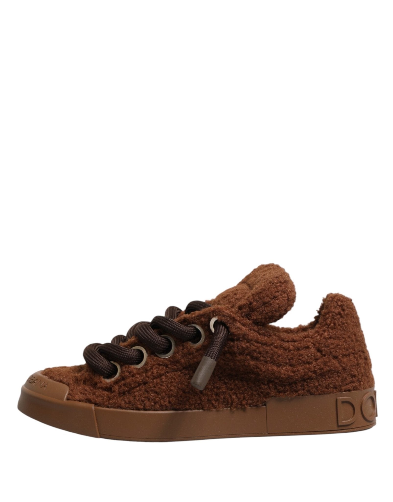 Dolce & Gabbana Brown Faux Shearling Low Top Sneakers Shoes - GET THE BRAND