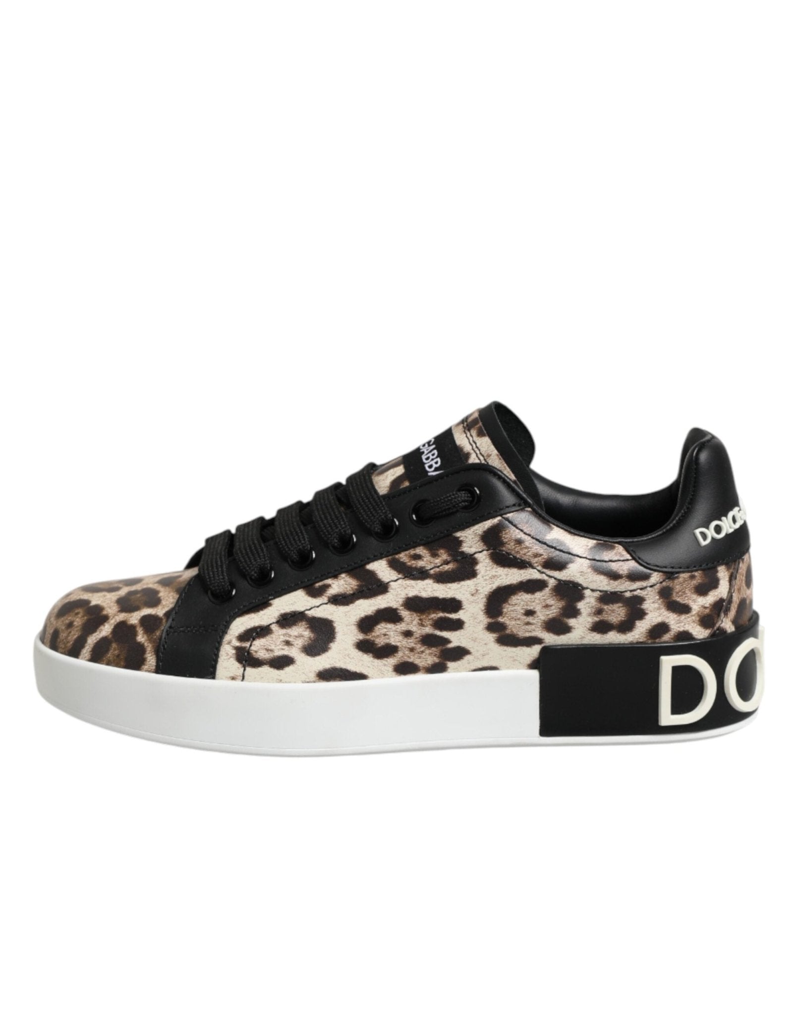 Dolce & Gabbana Brown Leather Leopard Low Top Sneakers Shoes - GET THE BRAND