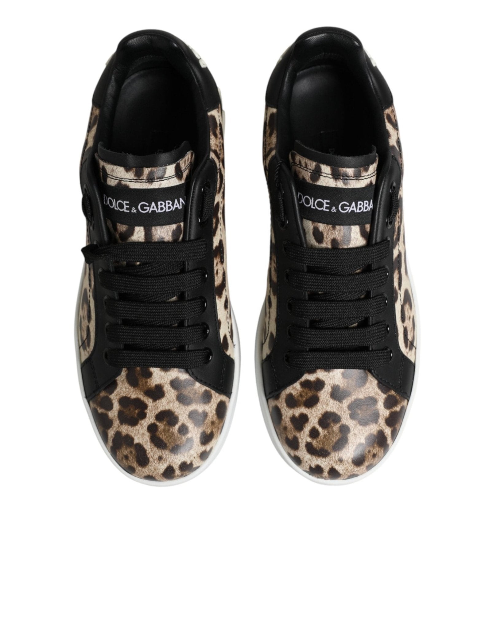 Dolce & Gabbana Brown Leather Leopard Low Top Sneakers Shoes - GET THE BRAND