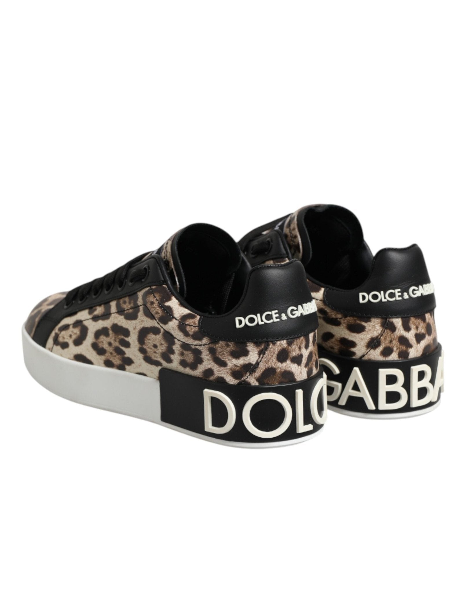 Dolce & Gabbana Brown Leather Leopard Low Top Sneakers Shoes - GET THE BRAND
