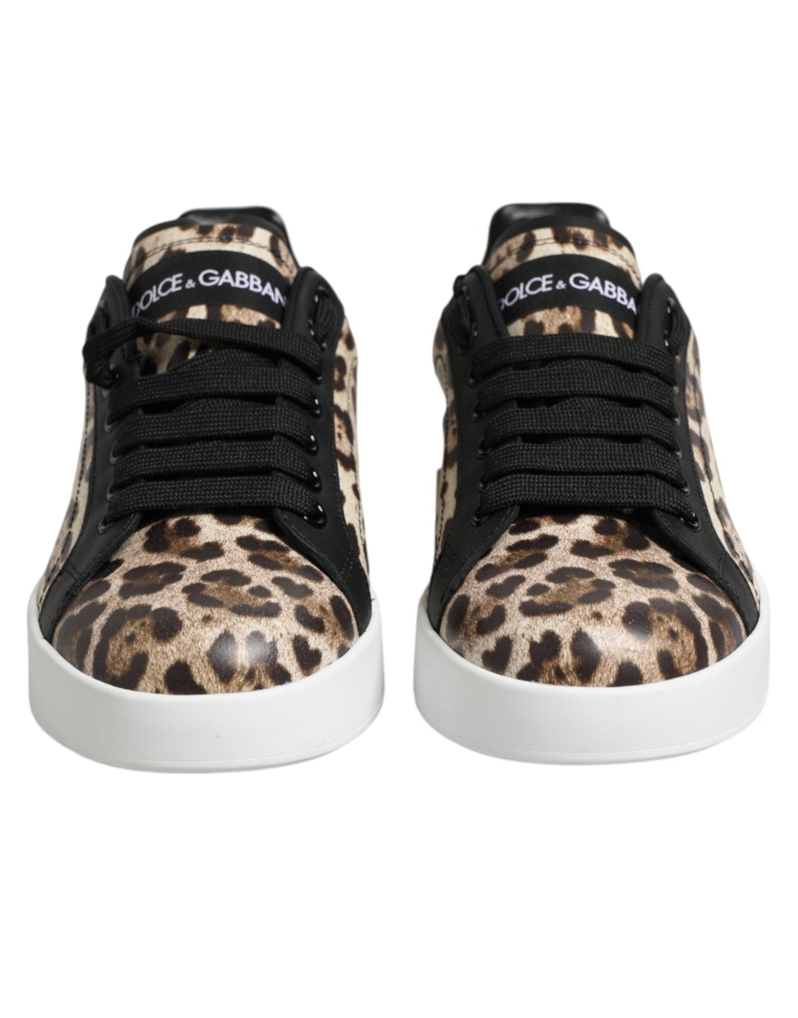 Dolce & Gabbana Brown Leather Leopard Low Top Sneakers Shoes - GET THE BRAND