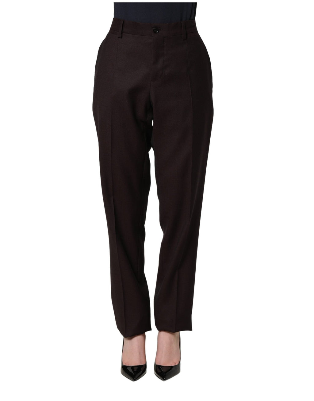 Dolce & Gabbana Brown Straight Leg Dress Silk Trousers Pants - GET THE BRAND