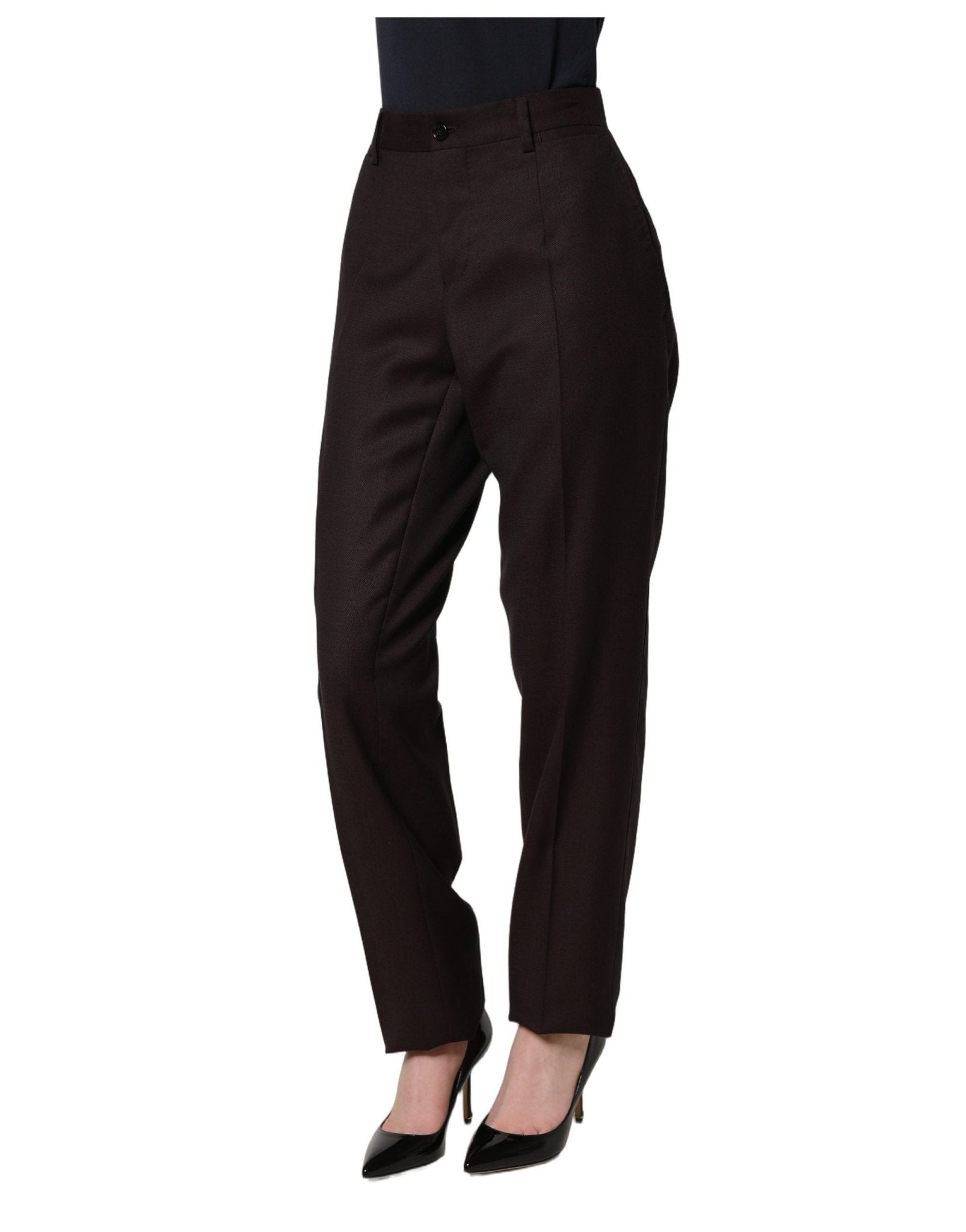Dolce & Gabbana Brown Straight Leg Dress Silk Trousers Pants - GET THE BRAND