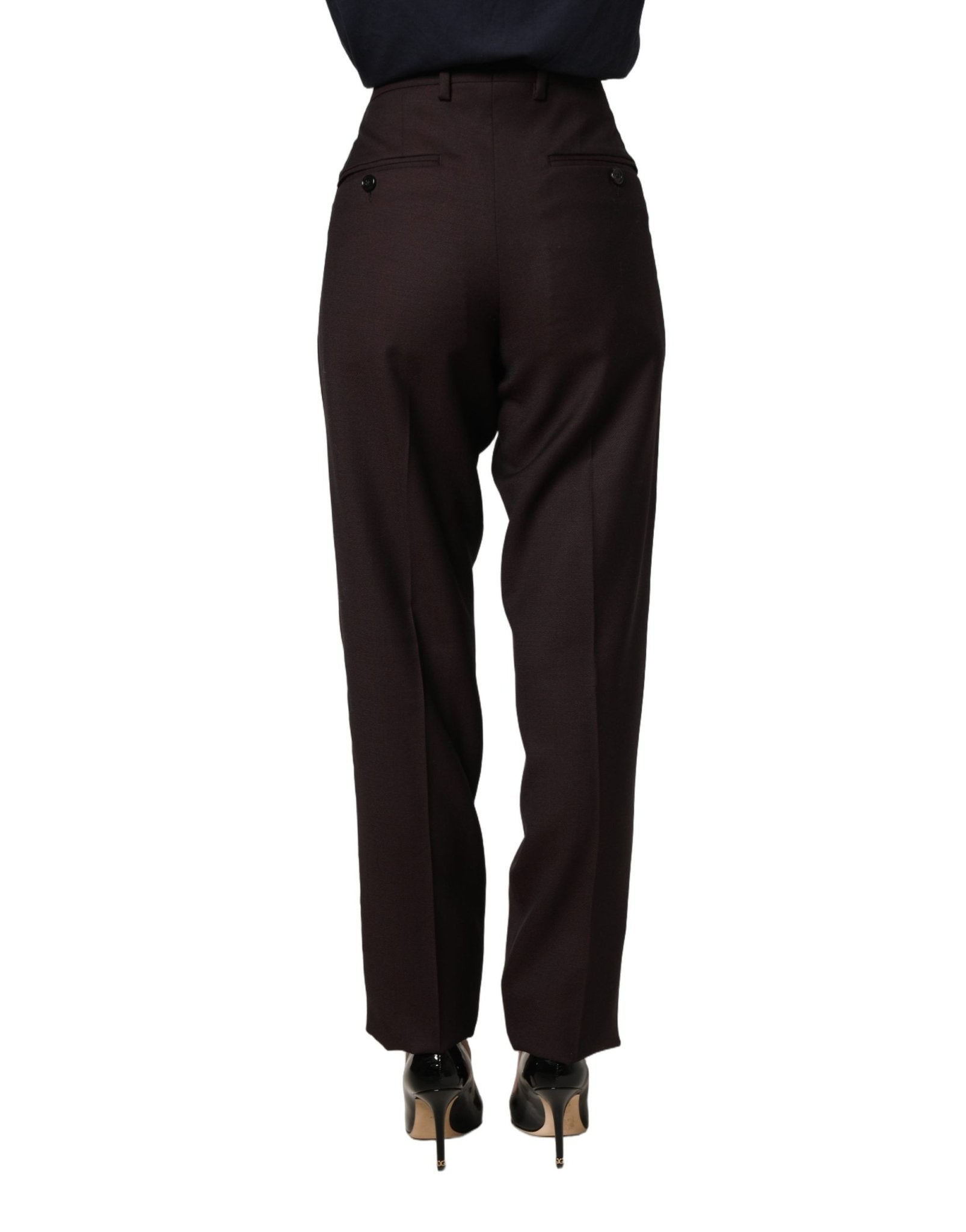Dolce & Gabbana Brown Straight Leg Dress Silk Trousers Pants - GET THE BRAND