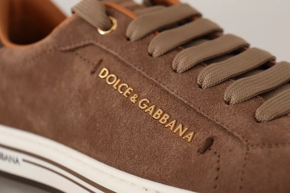 Dolce & Gabbana Brown Suede Logo Low Top Sneakers Men Shoes - GET THE BRAND
