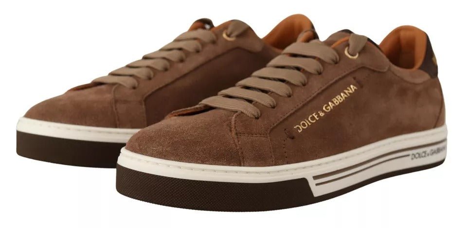 Dolce & Gabbana Brown Suede Logo Low Top Sneakers Men Shoes - GET THE BRAND