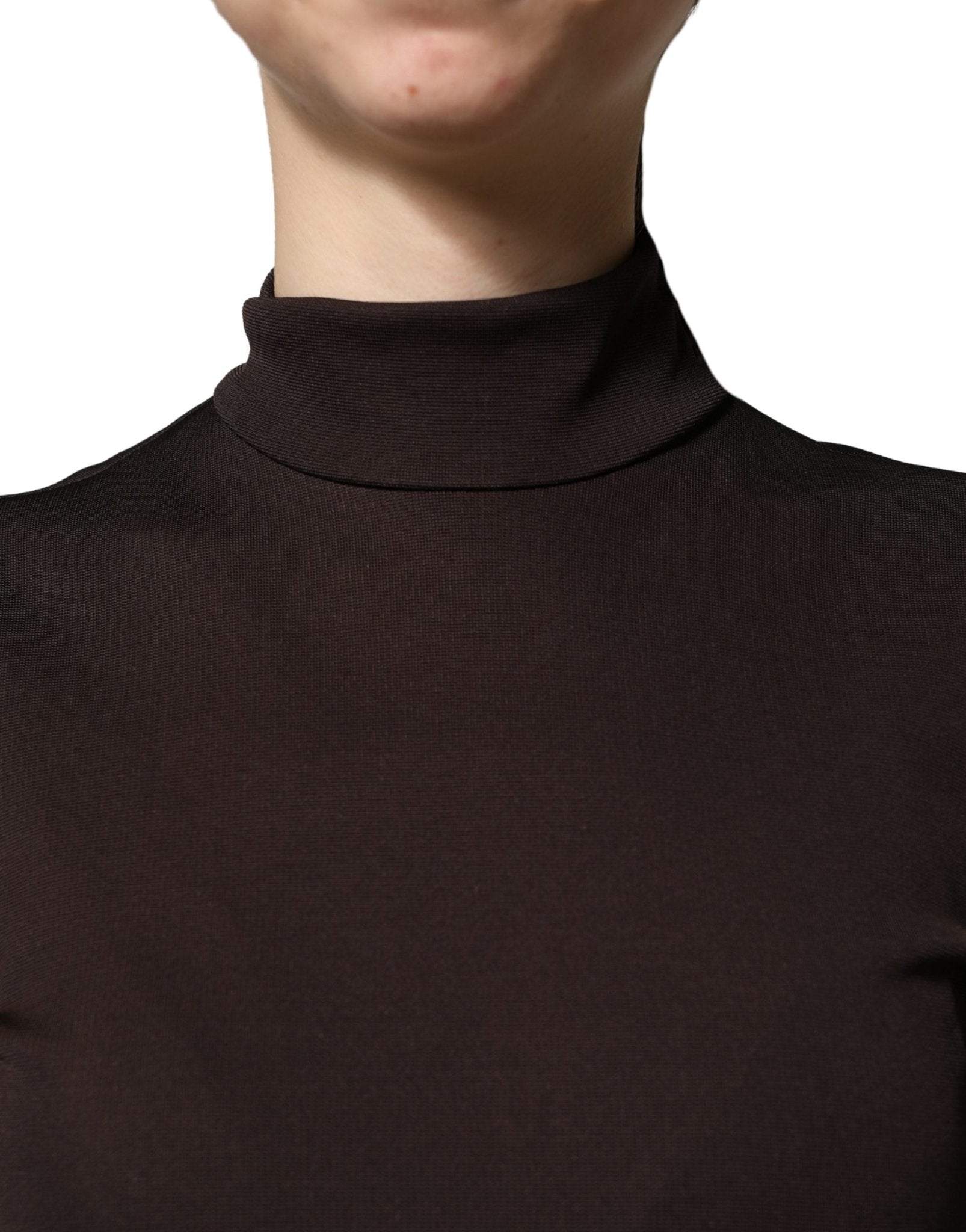 Dolce & Gabbana Brown Turtleneck Jersey Long Maxi Dress - GET THE BRAND