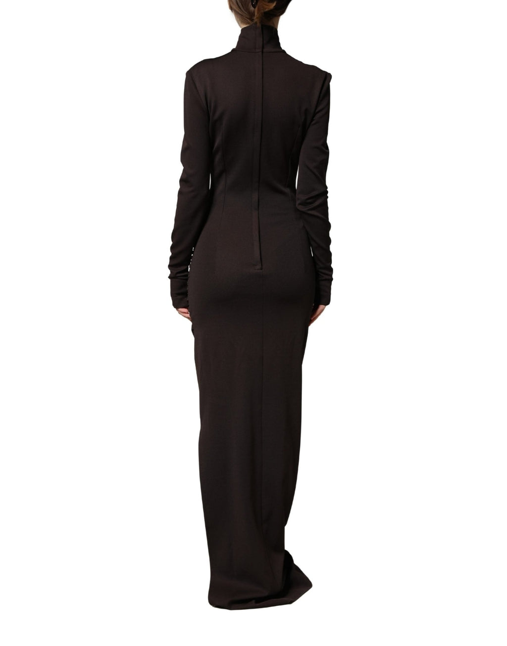Dolce & Gabbana Brown Turtleneck Jersey Long Maxi Dress - GET THE BRAND
