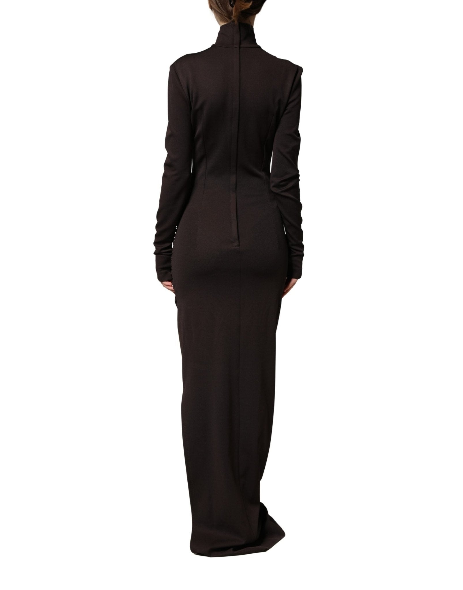Dolce & Gabbana Brown Turtleneck Jersey Long Maxi Dress - GET THE BRAND