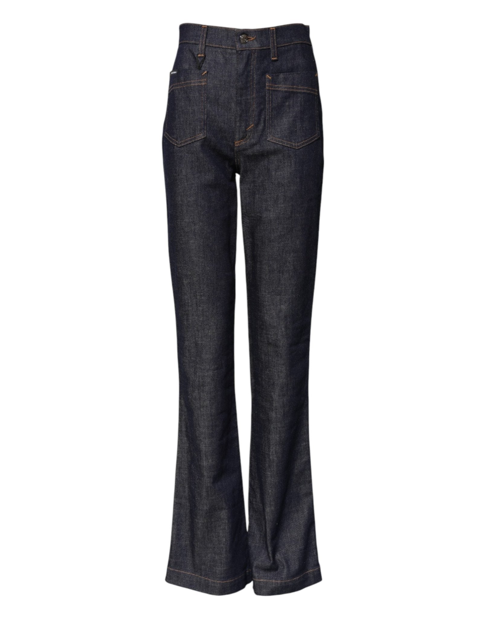 Dolce & Gabbana Dark Blue Cotton Flared Wide Leg Denim Jeans - GET THE BRAND