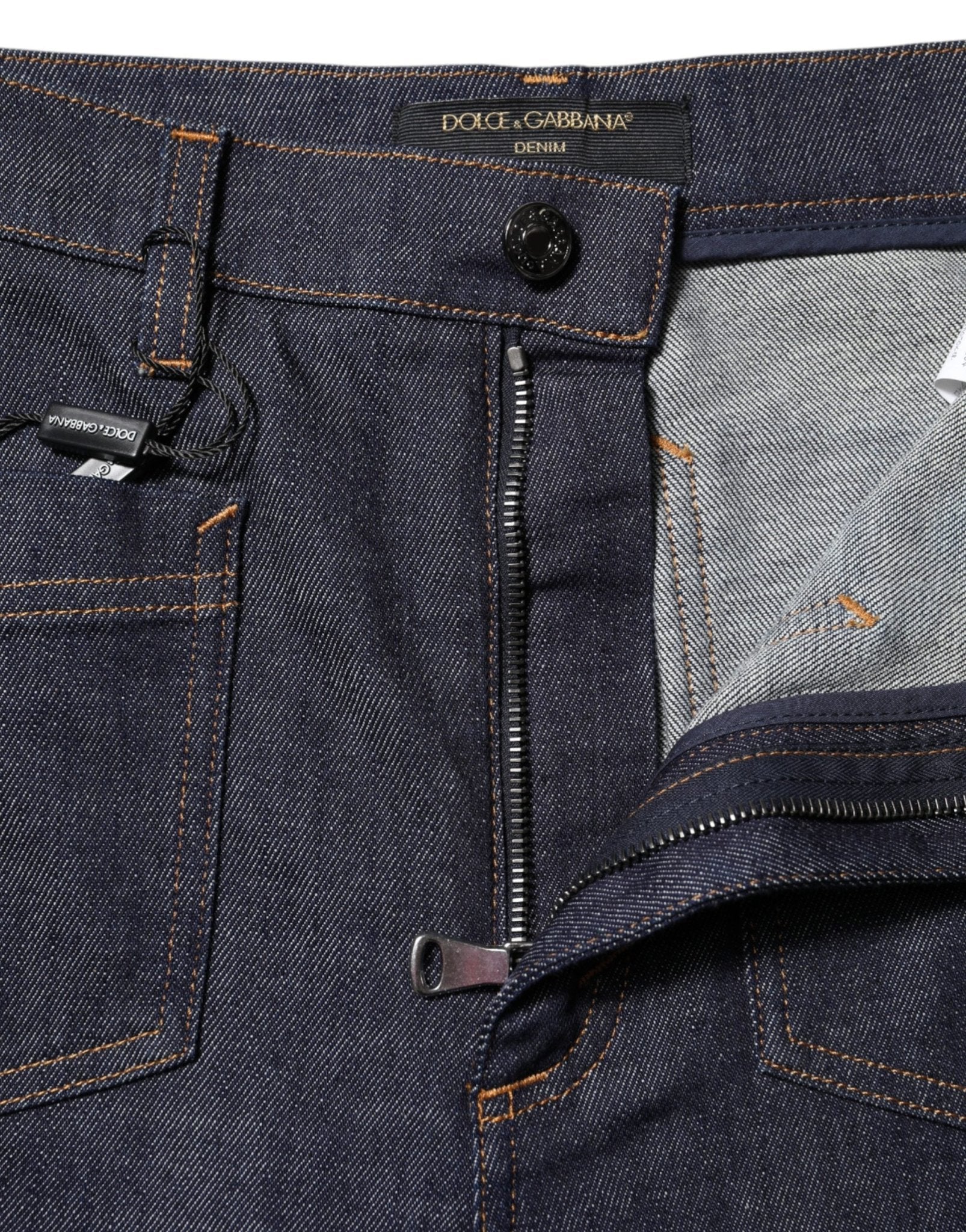 Dolce & Gabbana Dark Blue Cotton Flared Wide Leg Denim Jeans - GET THE BRAND