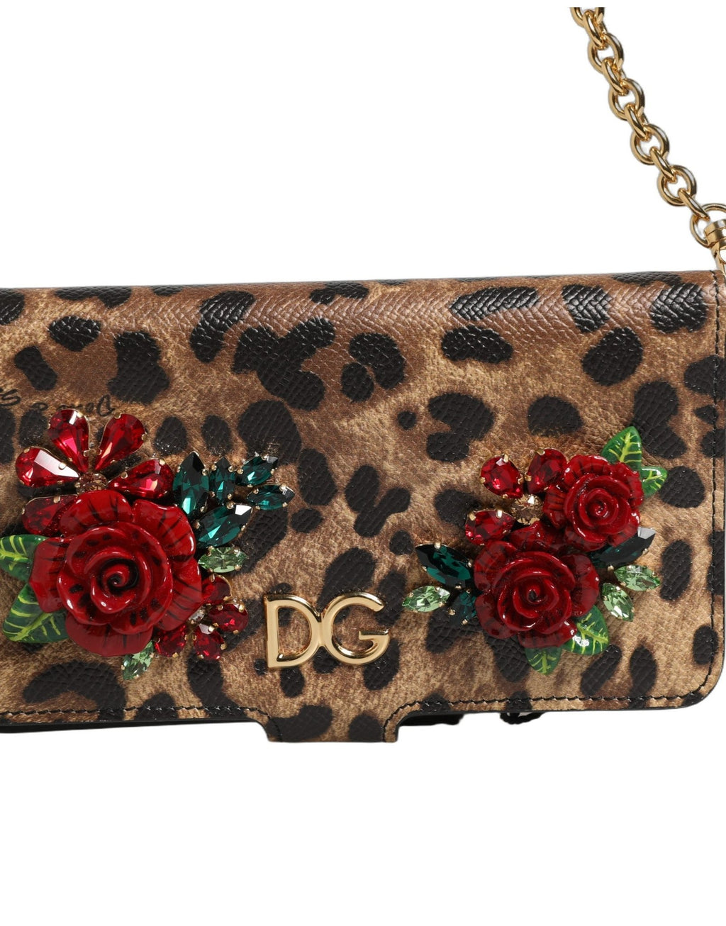 Dolce & Gabbana Flip Cover Brown Leopard Crystal iPhone X - XS Case - GET THE BRAND