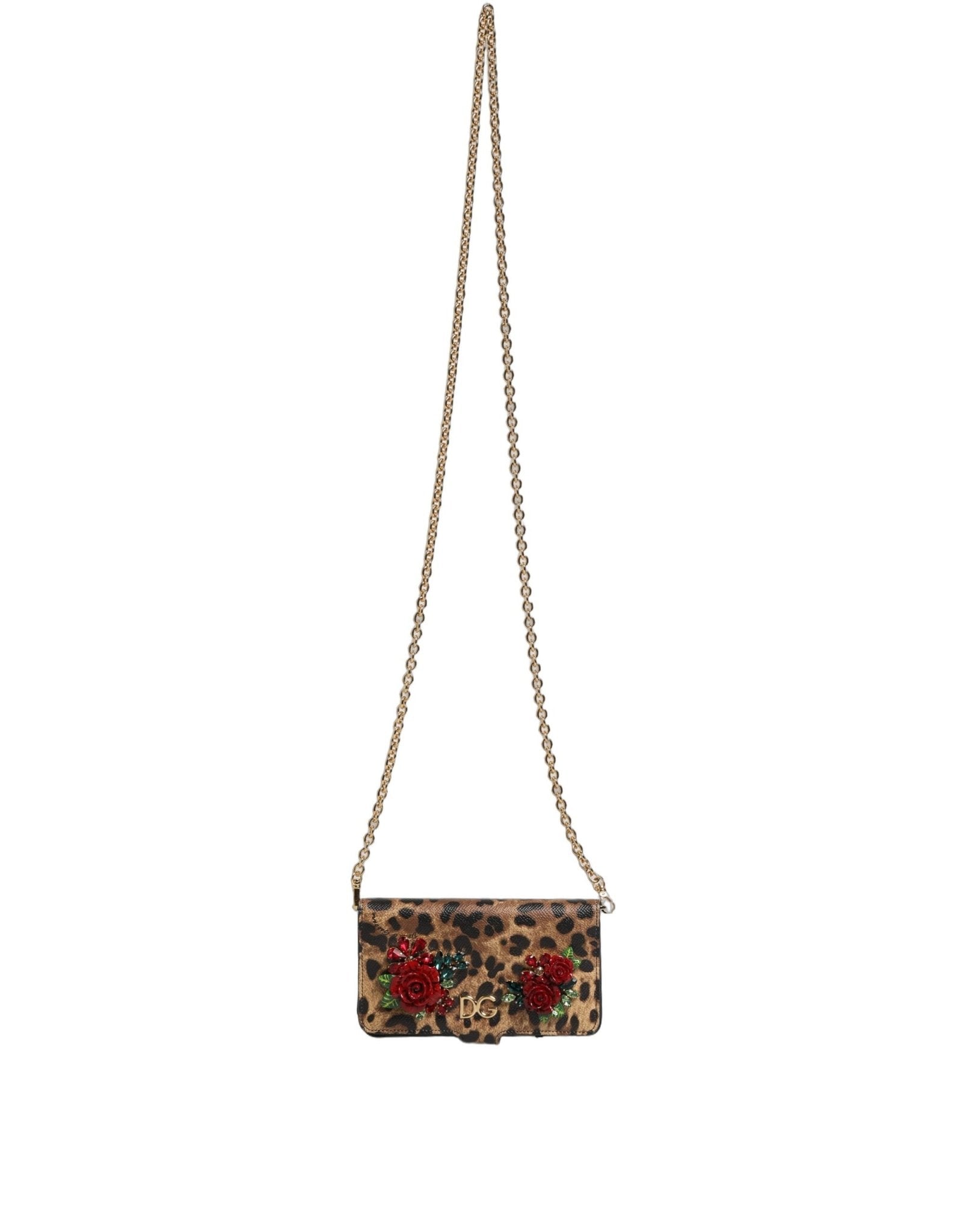 Dolce & Gabbana Flip Cover Brown Leopard Crystal iPhone X - XS Case - GET THE BRAND