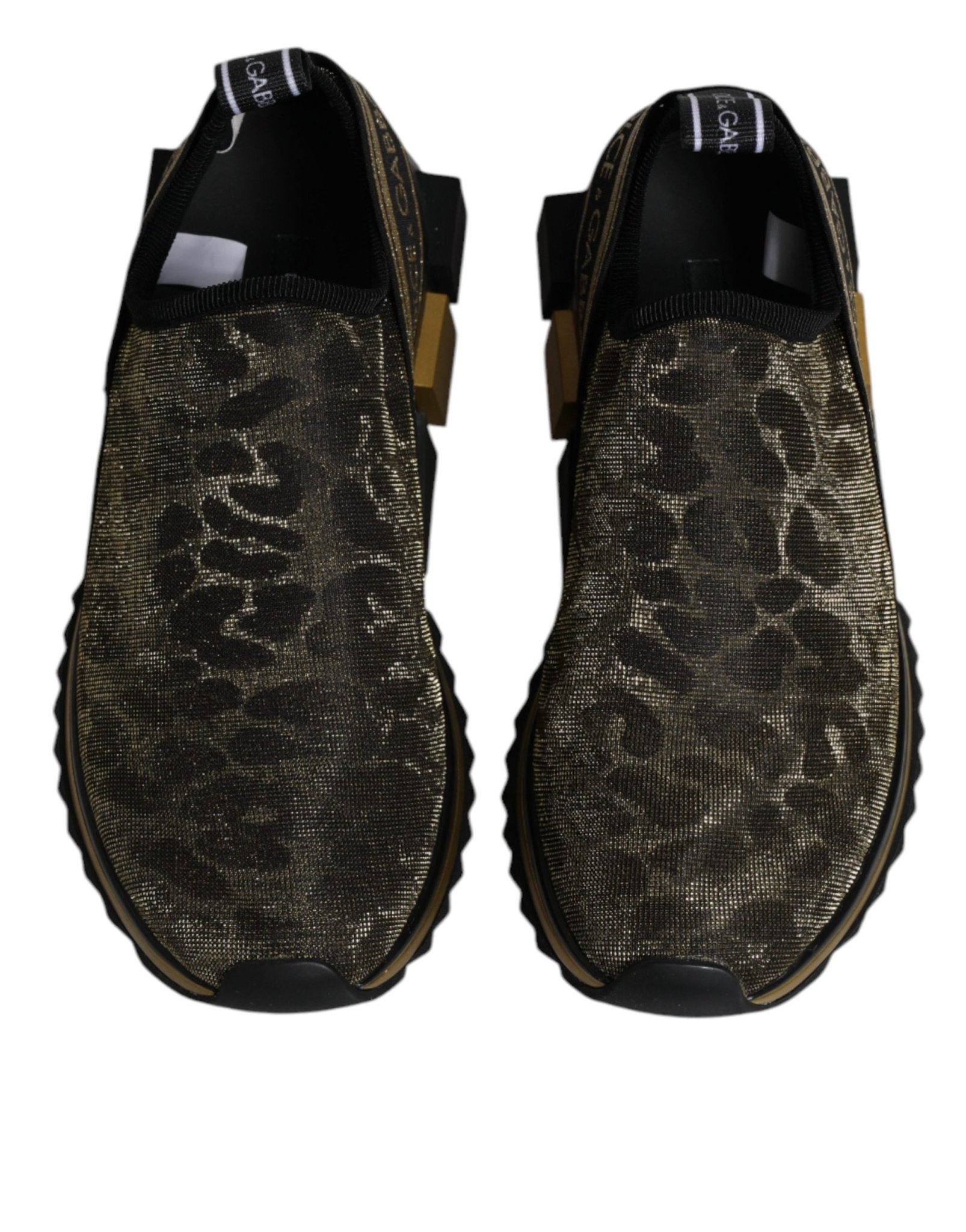 Dolce & Gabbana Gold Glitter Leopard Sorrento Sneakers Shoes - GET THE BRAND