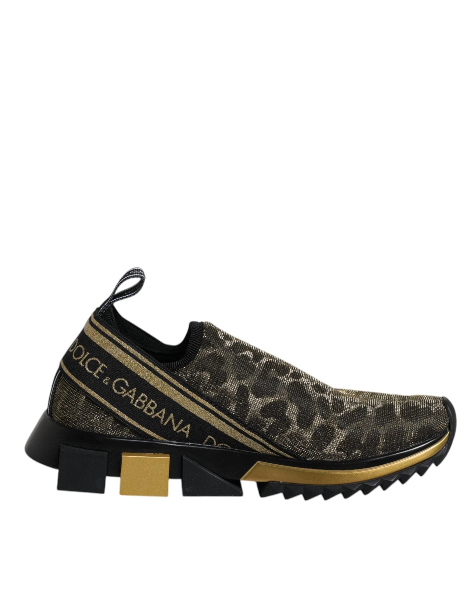 Dolce & Gabbana Gold Glitter Leopard Sorrento Sneakers Shoes - GET THE BRAND