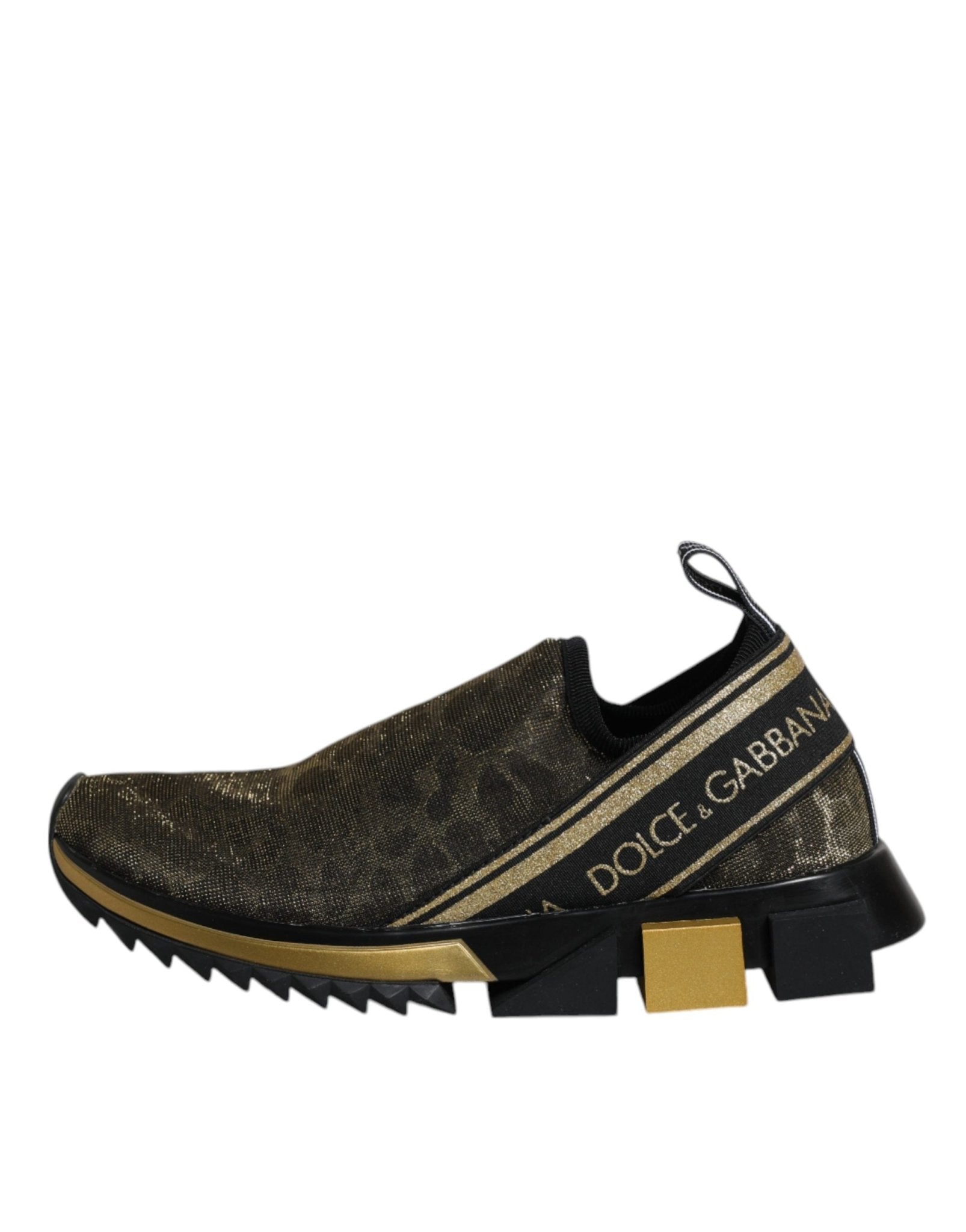 Dolce & Gabbana Gold Glitter Leopard Sorrento Sneakers Shoes - GET THE BRAND
