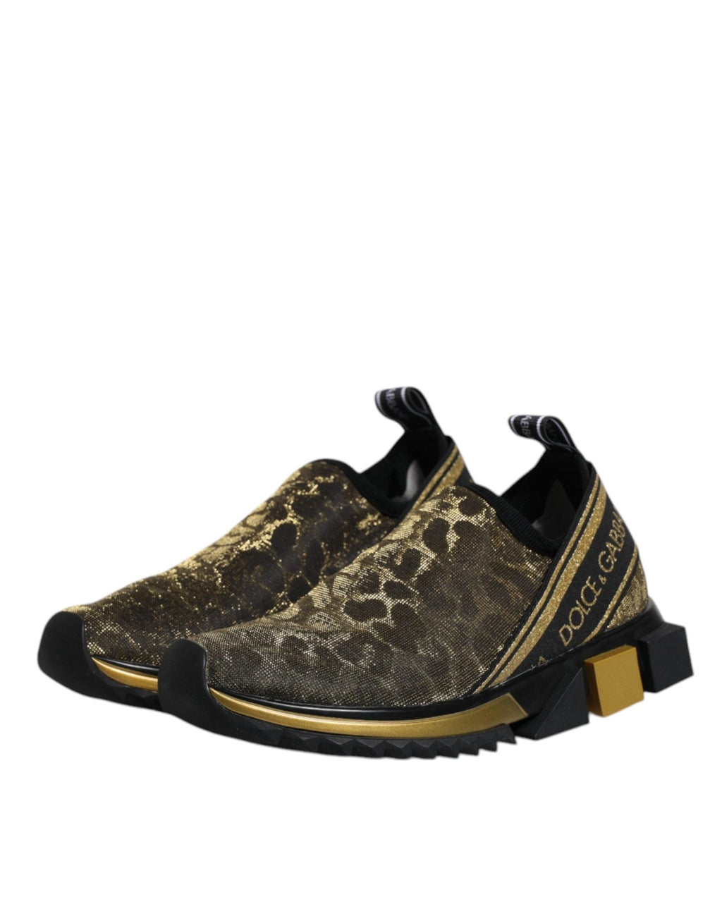 Dolce & Gabbana Gold Glitter Leopard Sorrento Sneakers Shoes - GET THE BRAND