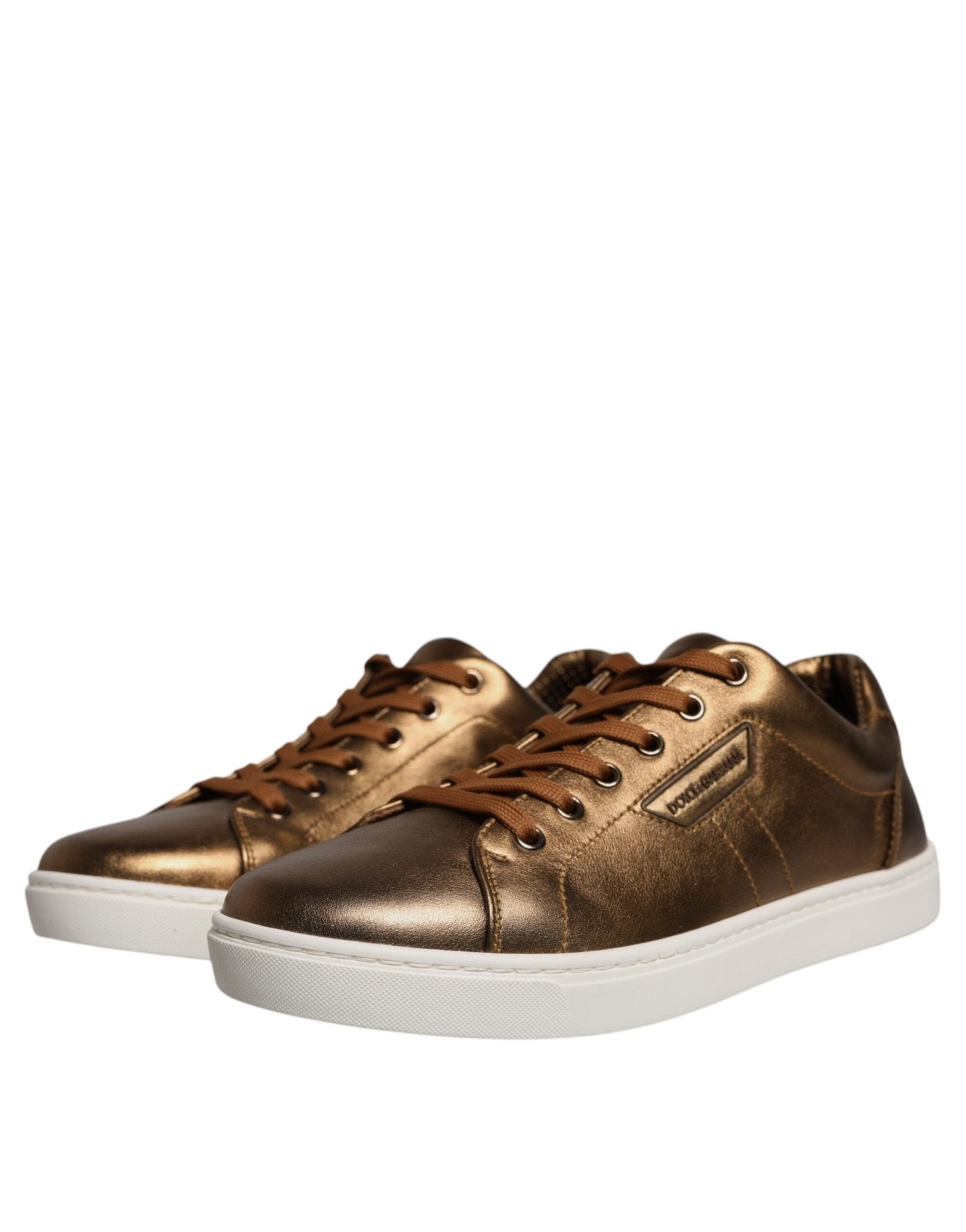Dolce & Gabbana Gold Leather Logo London Men Sneaker Shoes - GET THE BRAND