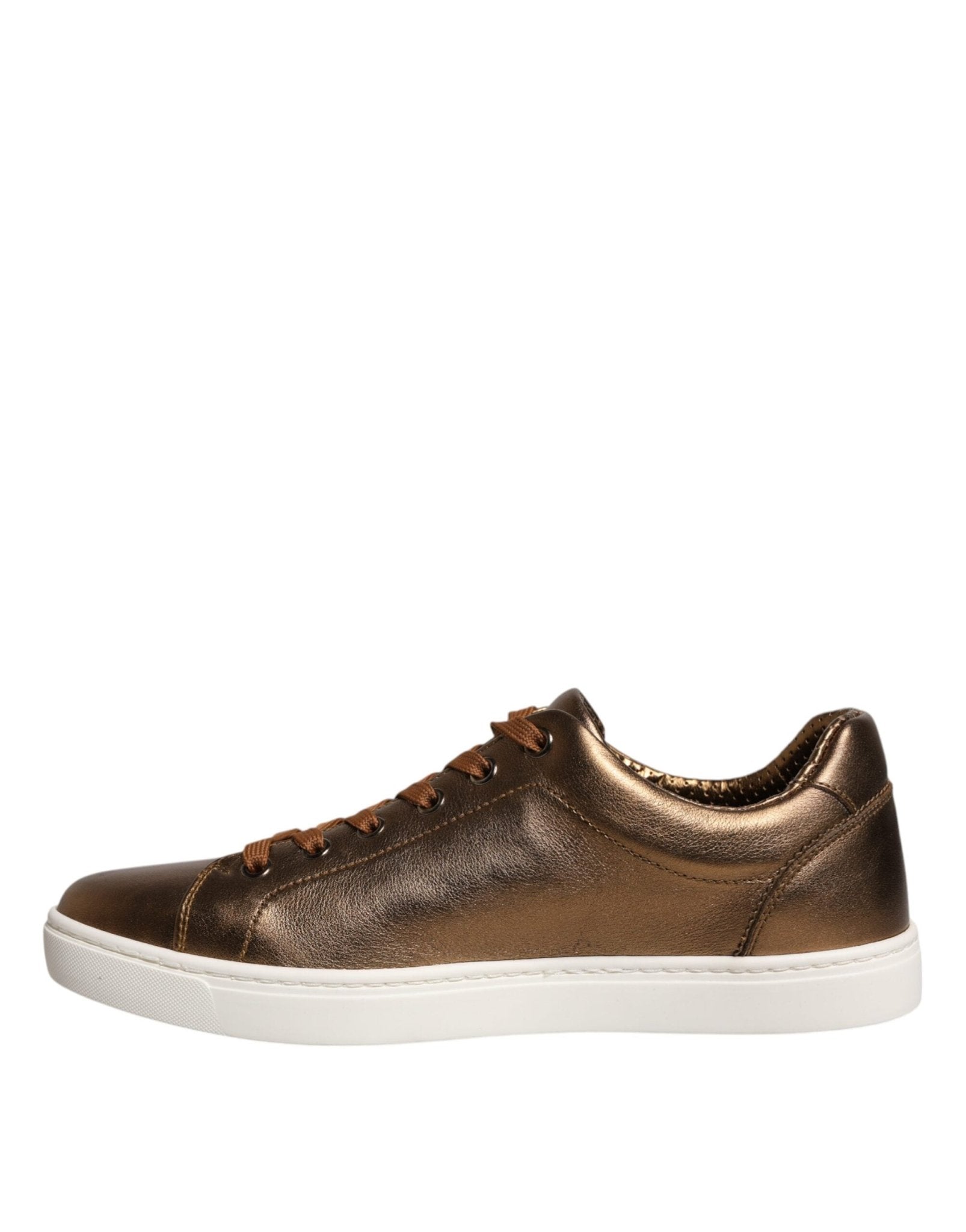 Dolce & Gabbana Gold Leather Logo London Men Sneaker Shoes - GET THE BRAND