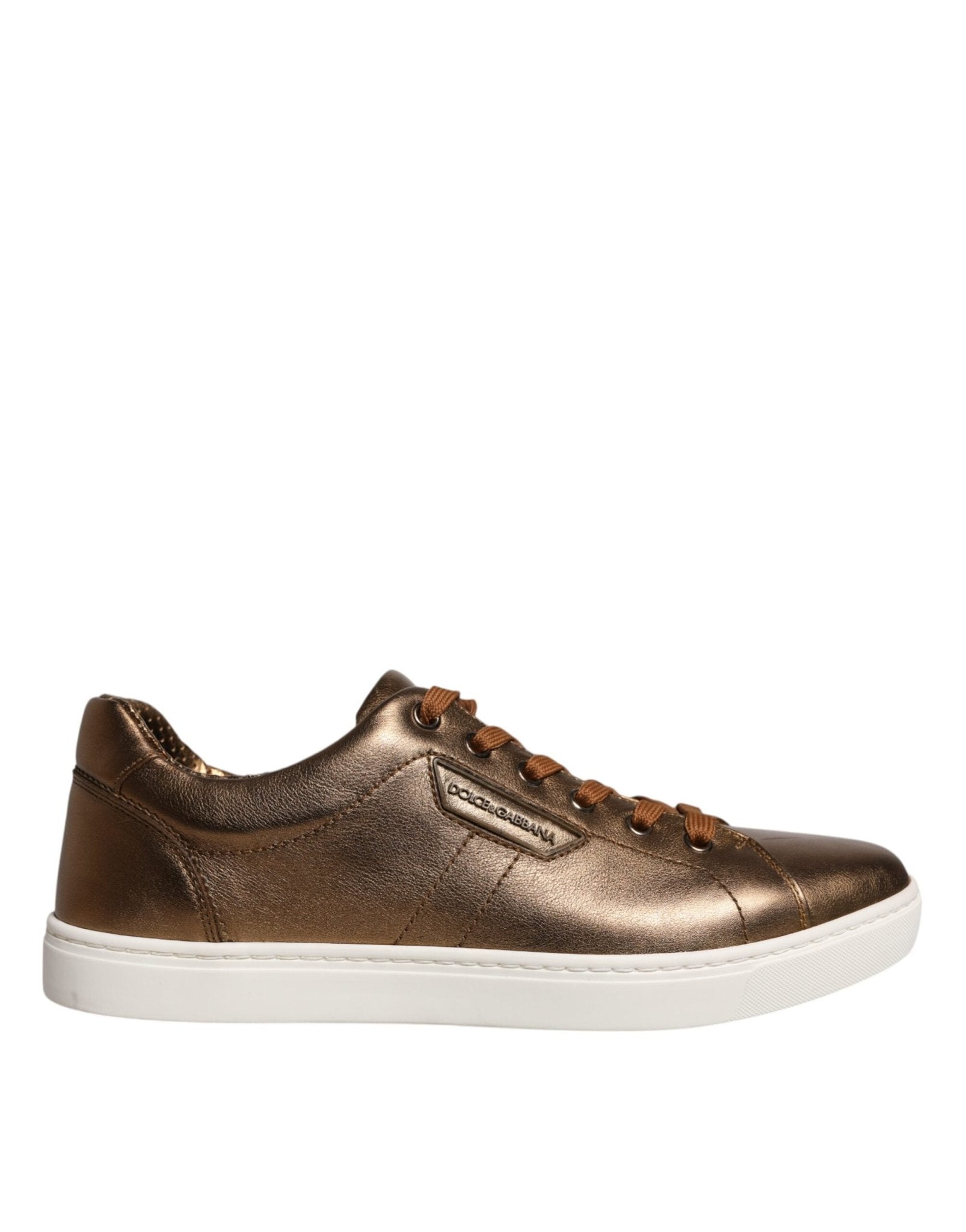 Dolce & Gabbana Gold Leather Logo London Men Sneaker Shoes - GET THE BRAND