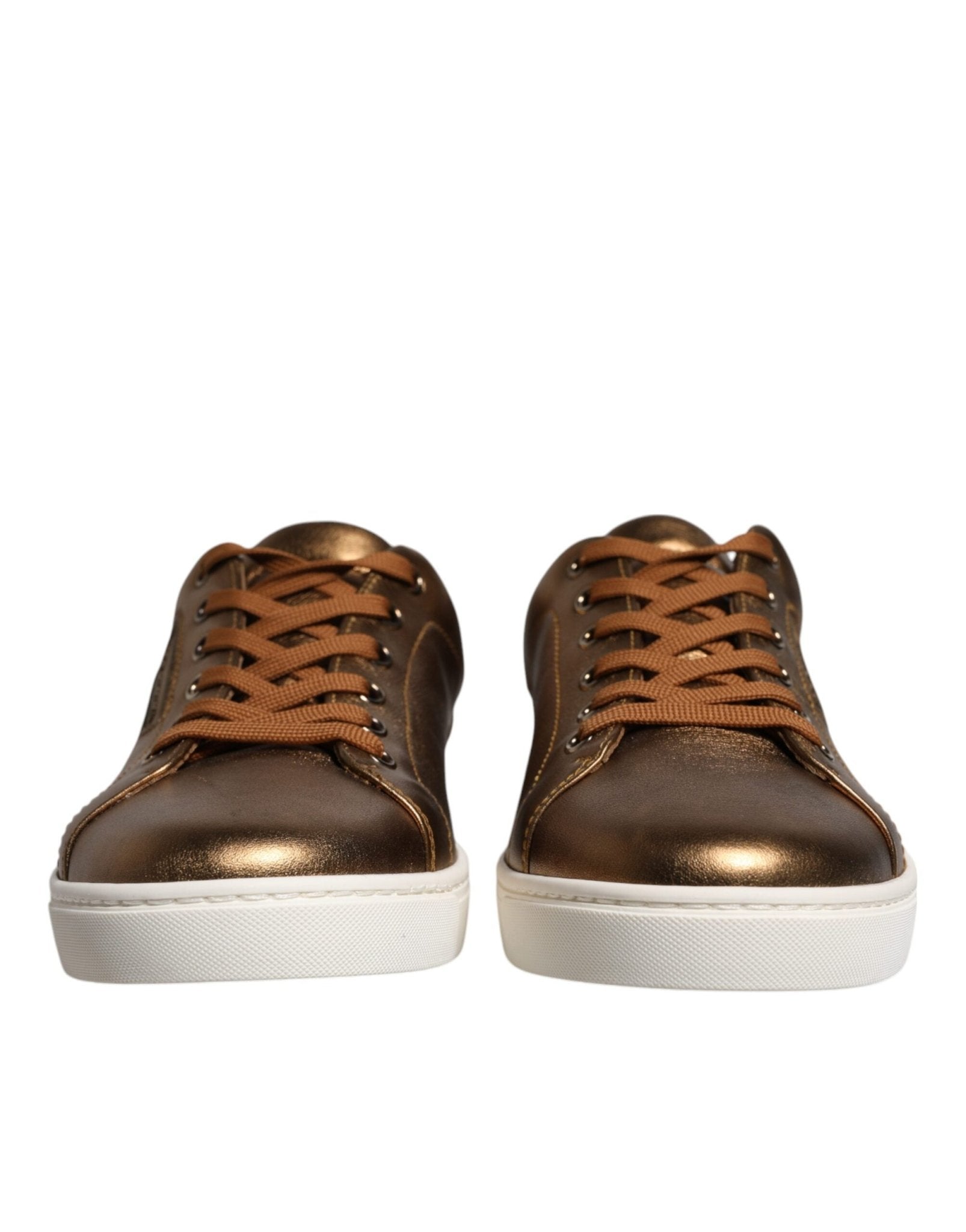 Dolce & Gabbana Gold Leather Logo London Men Sneaker Shoes - GET THE BRAND